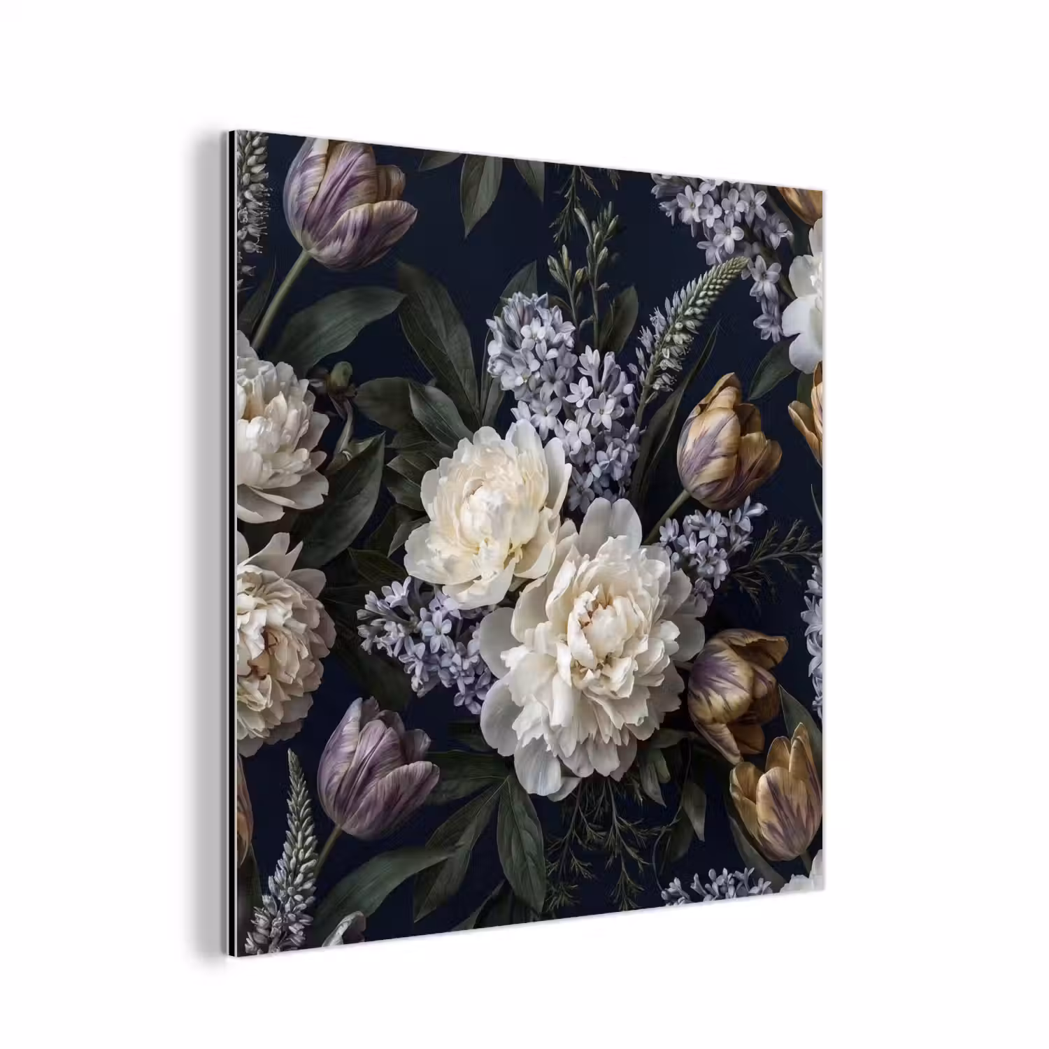 Bloemen - Donker - Elegant - Natuur - Wit aluminium wit klein -3d
