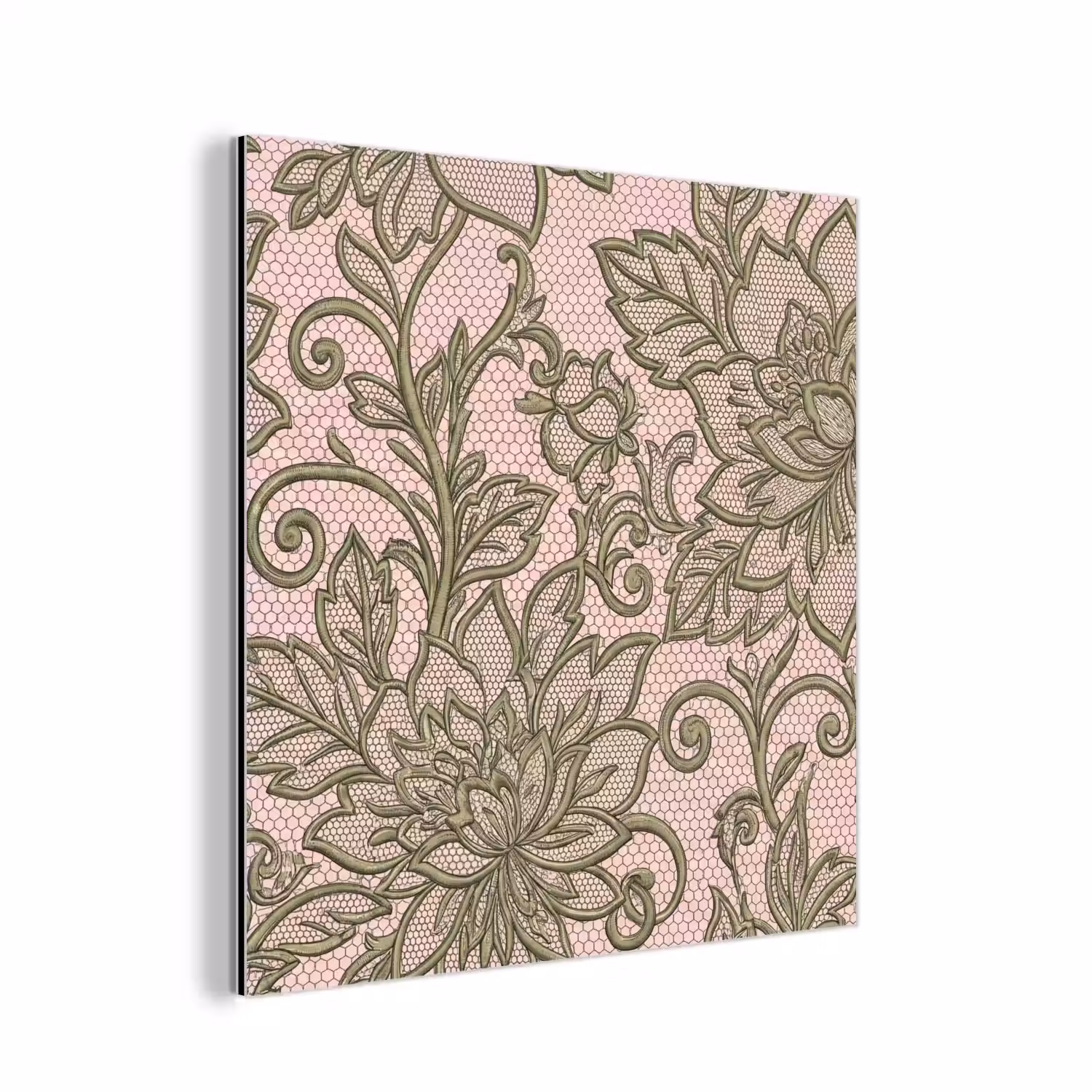 Bloemen - Kant - Patroon - Klassiek - Groen aluminium wit klein -3d