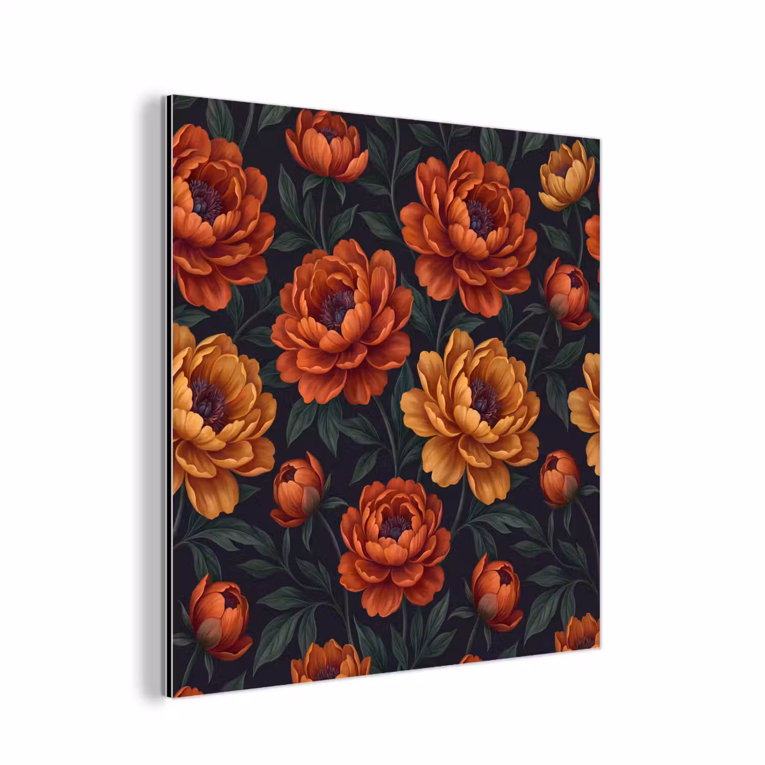 Bloemen - Bladeren - Natuur - Modern - Oranje aluminium wit klein -3d