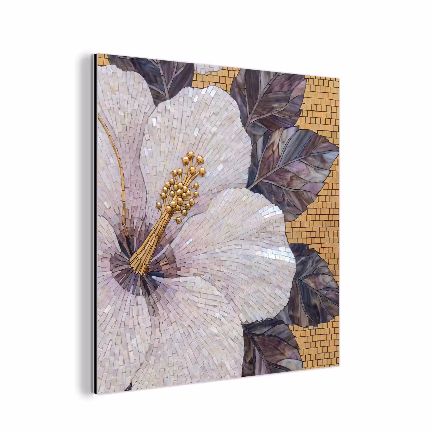 Bloemen - Mozaïek - Kunst - Modern - Goud aluminium wit klein -3d