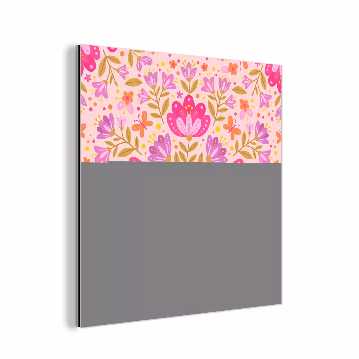 Bloemen - Patroon - Natuur - Abstract - Roze aluminium wit klein -3d