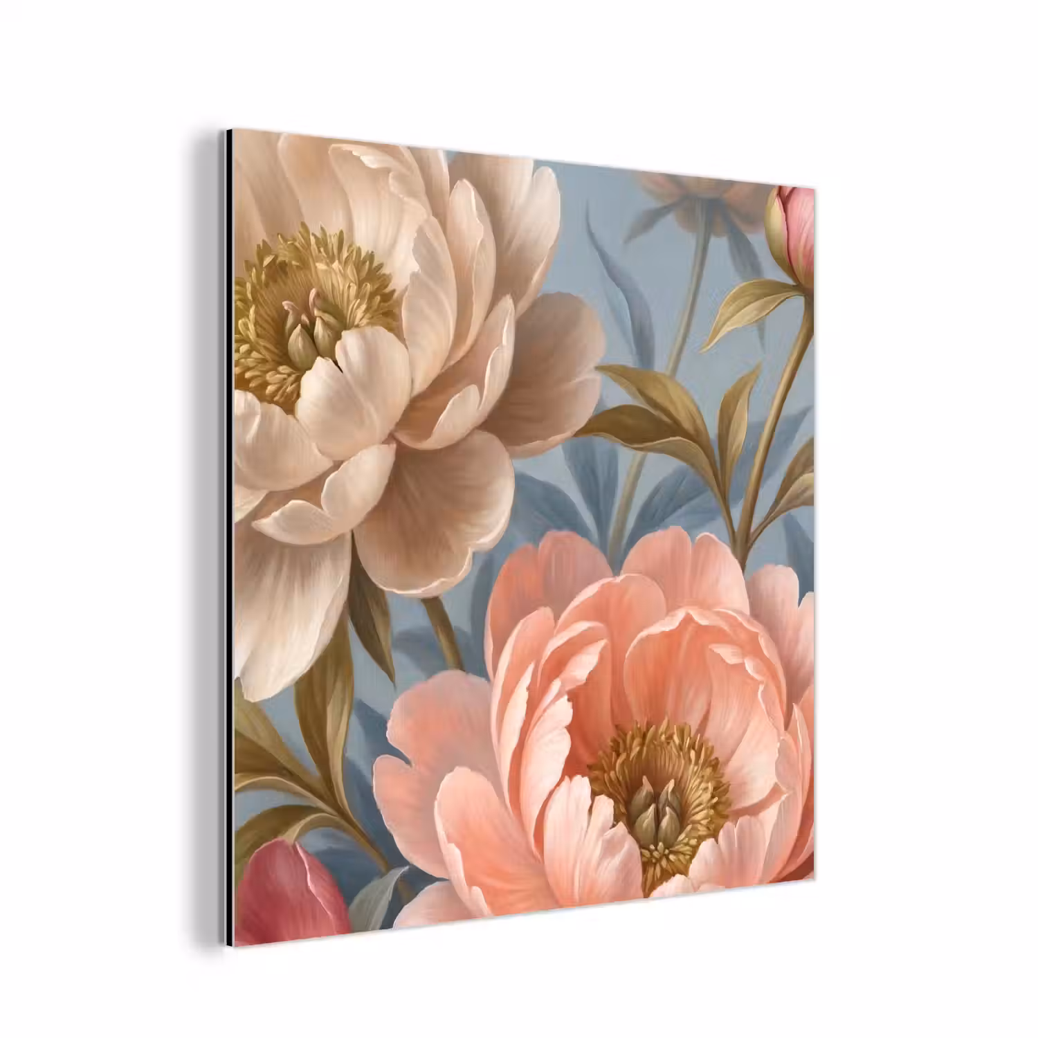 Bloemen - Roze - Beige - Modern - Natuur aluminium wit klein -3d