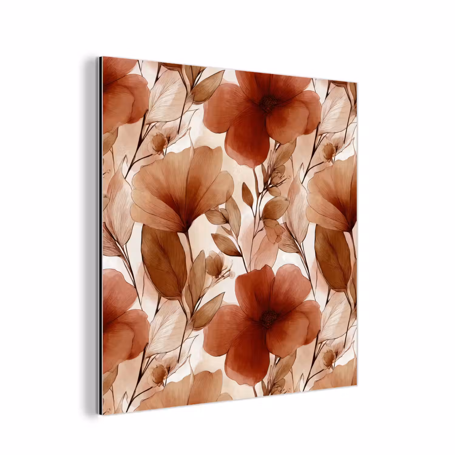 Bloemen - Aquarel - Botanisch - Terracotta aluminium wit klein 46 -3d