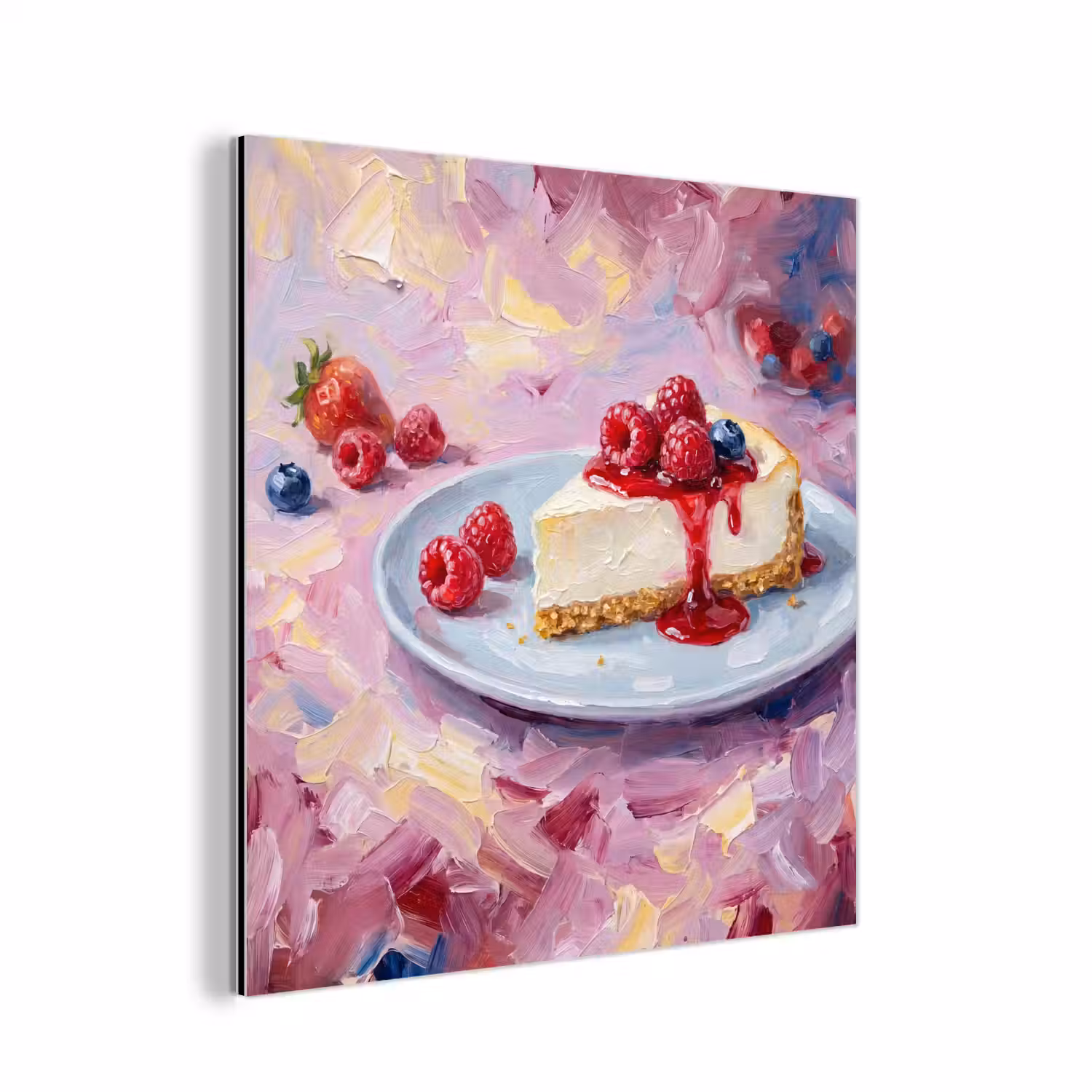 Eten - Cheesecake - Bessen - Abstract - Roze aluminium wit klein -3d