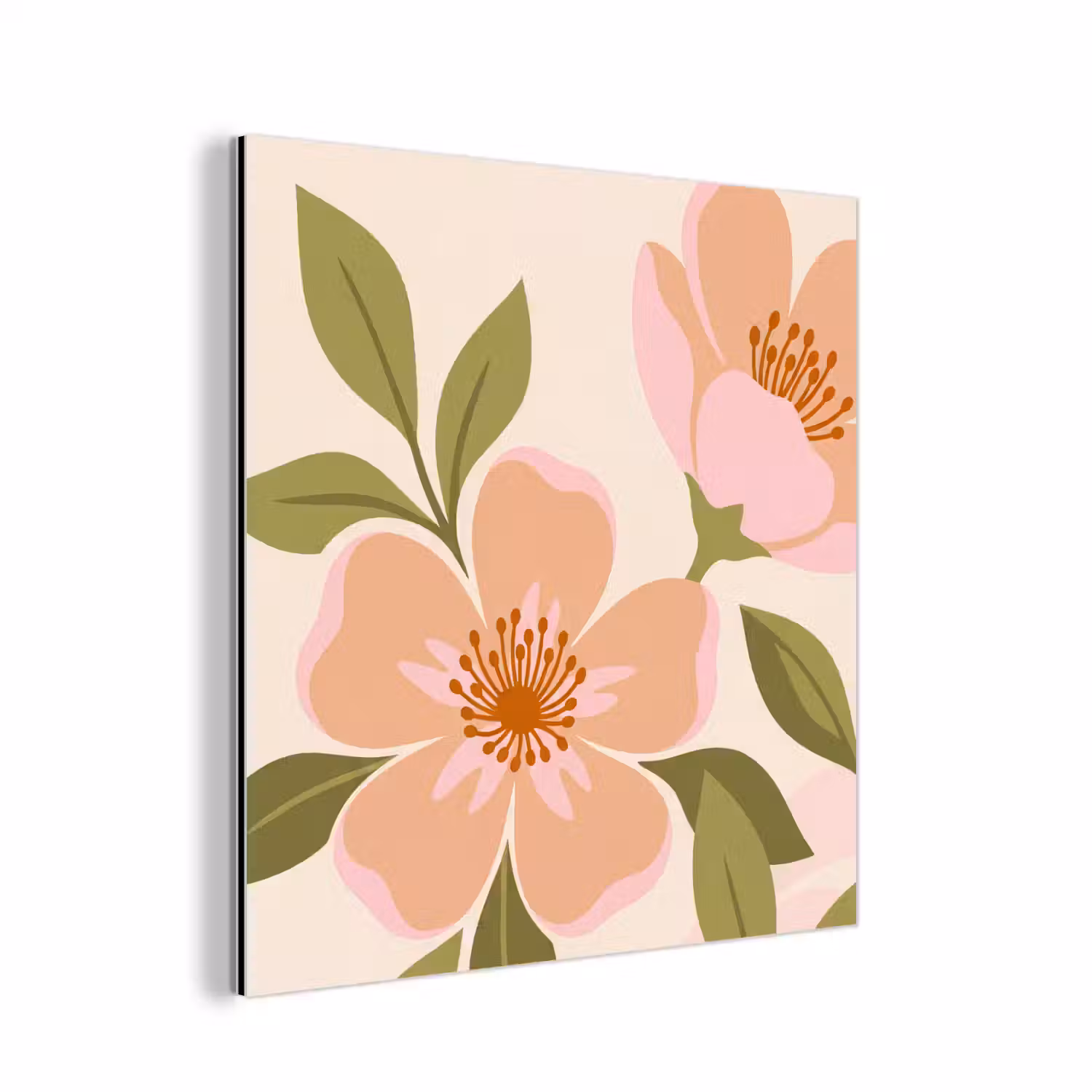 Grafisch - Bloemen - Roze aluminium wit klein -3d