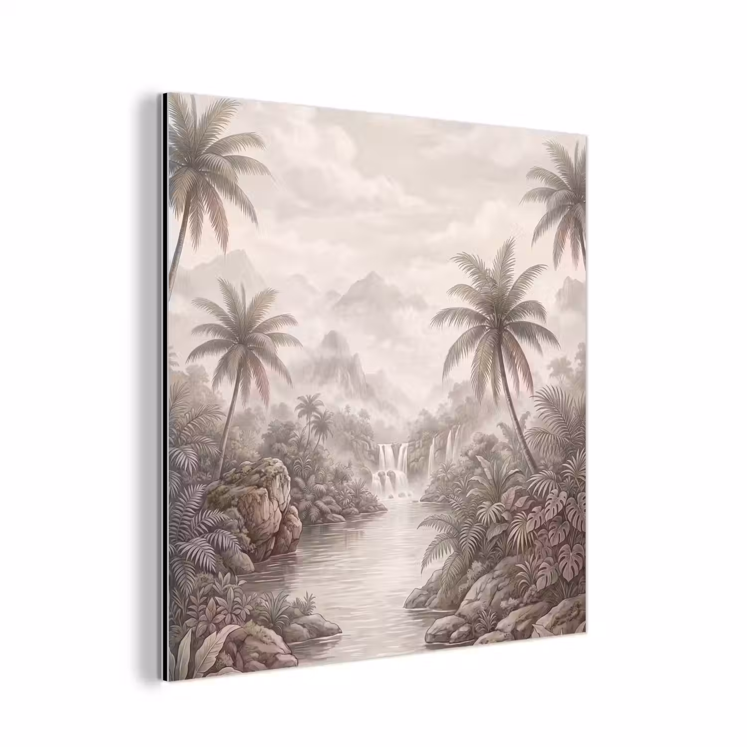 Jungle - Watervallen - Tropisch - Illustratie aluminium wit klein -3d