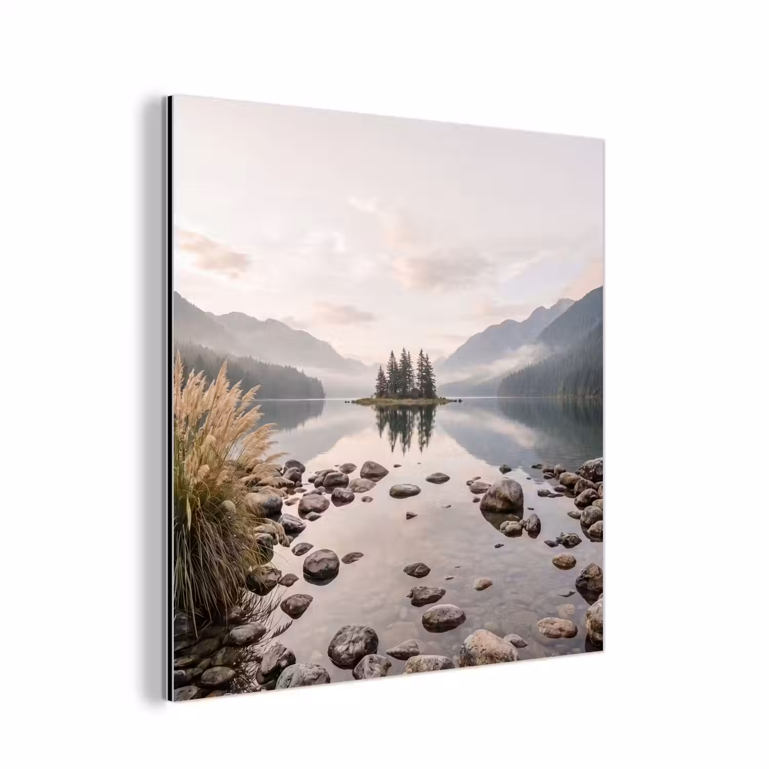 Meer - Bergen - Landschap - Groen aluminium wit klein -3d