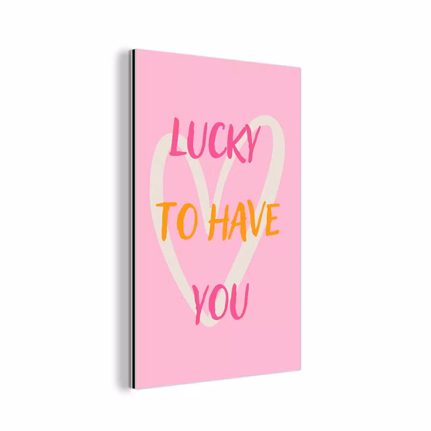 Lucky - Love - Valentijn - Roze aluminium wit klein -3d