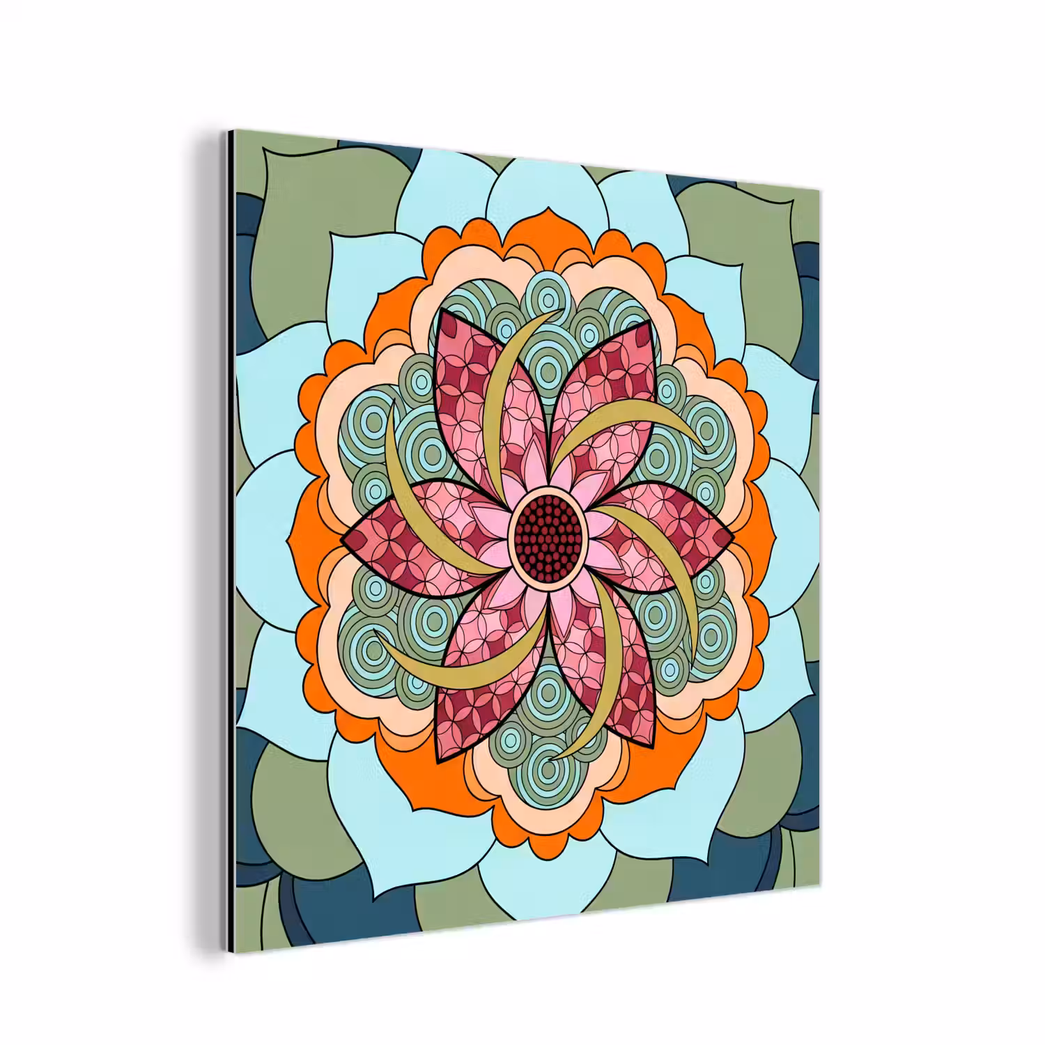 Mandala - Geometrisch - Kunst - Decoratief - Kleurrijk aluminium wit klein -3d