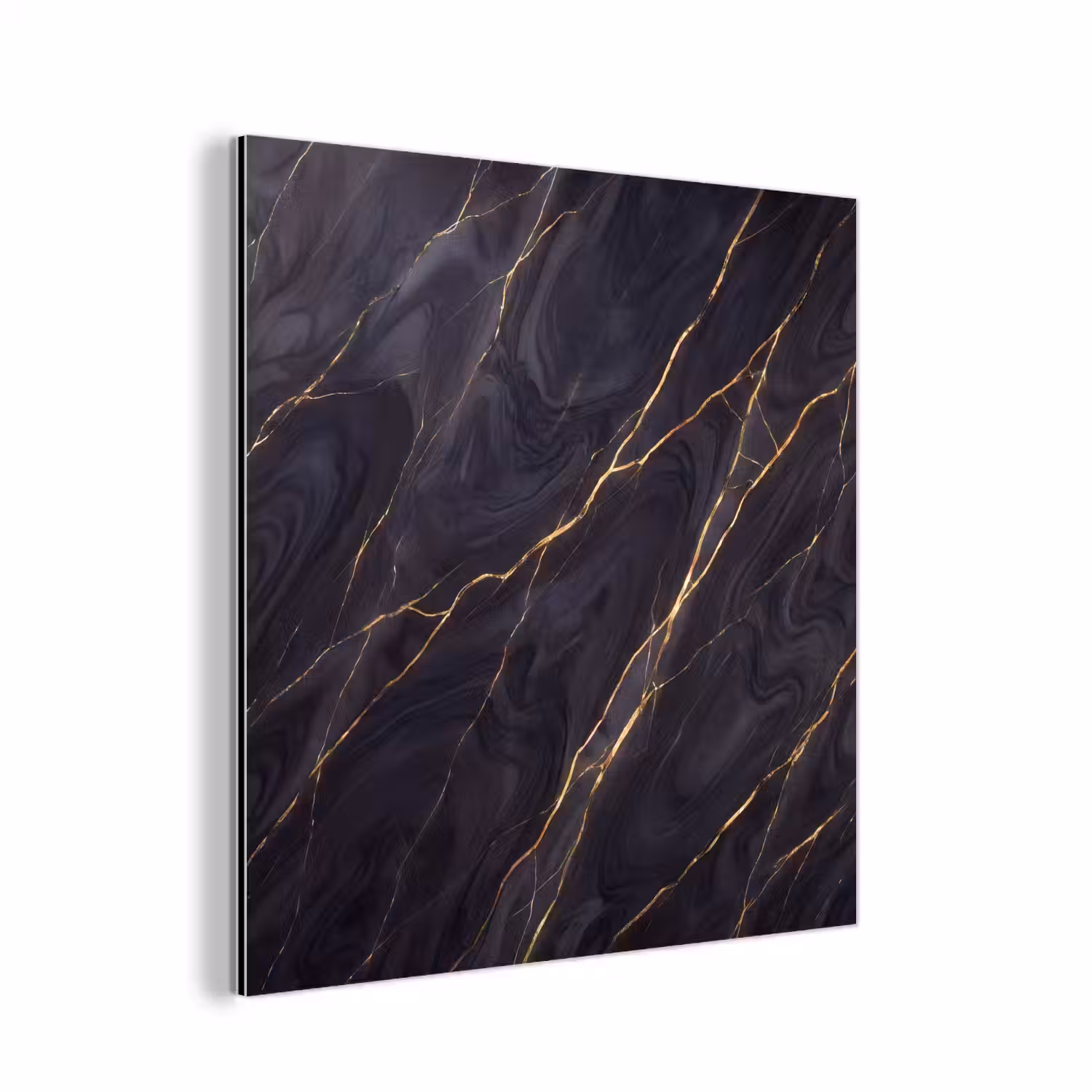 Marmer - Goudaders - Abstract - Modern - Zwart aluminium wit klein -3d