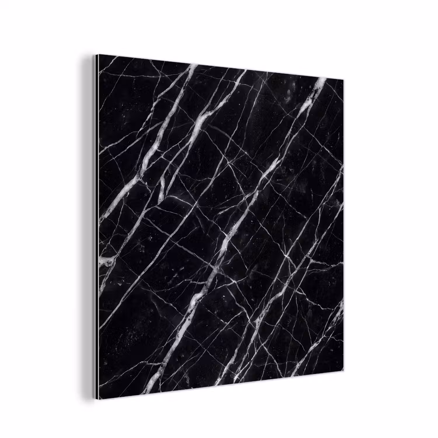 Marmer - Aders - Abstract - Zwart aluminium wit klein -3d