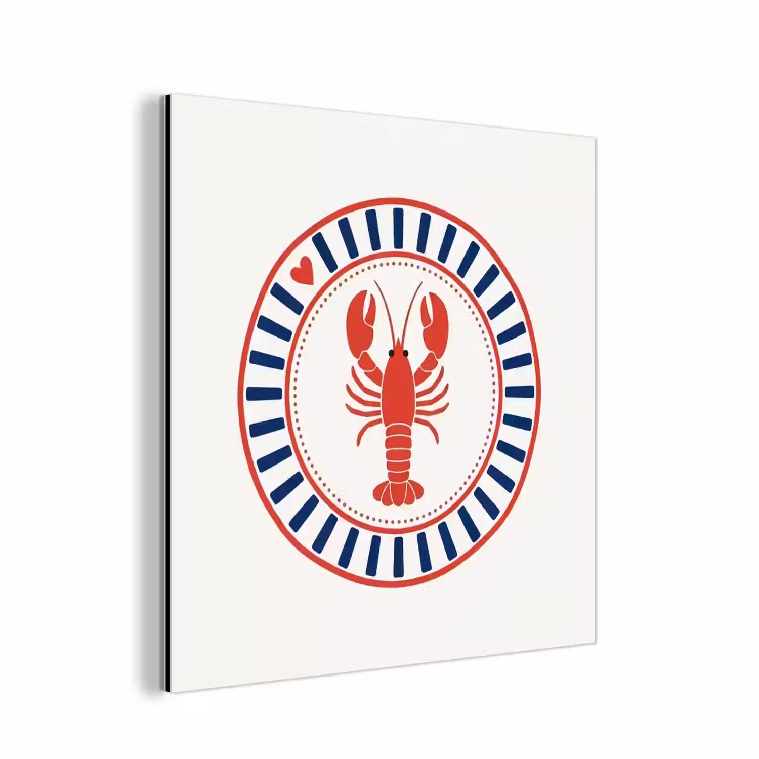 Zeeleven - Kreeft - Embleem - Grafisch - Rood aluminium wit klein -3d