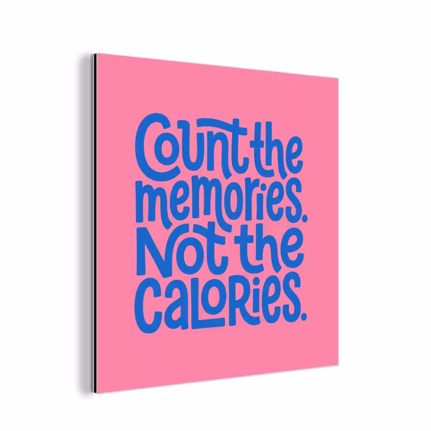 Memories - Roze - Blauw - Quote aluminium wit klein -3d