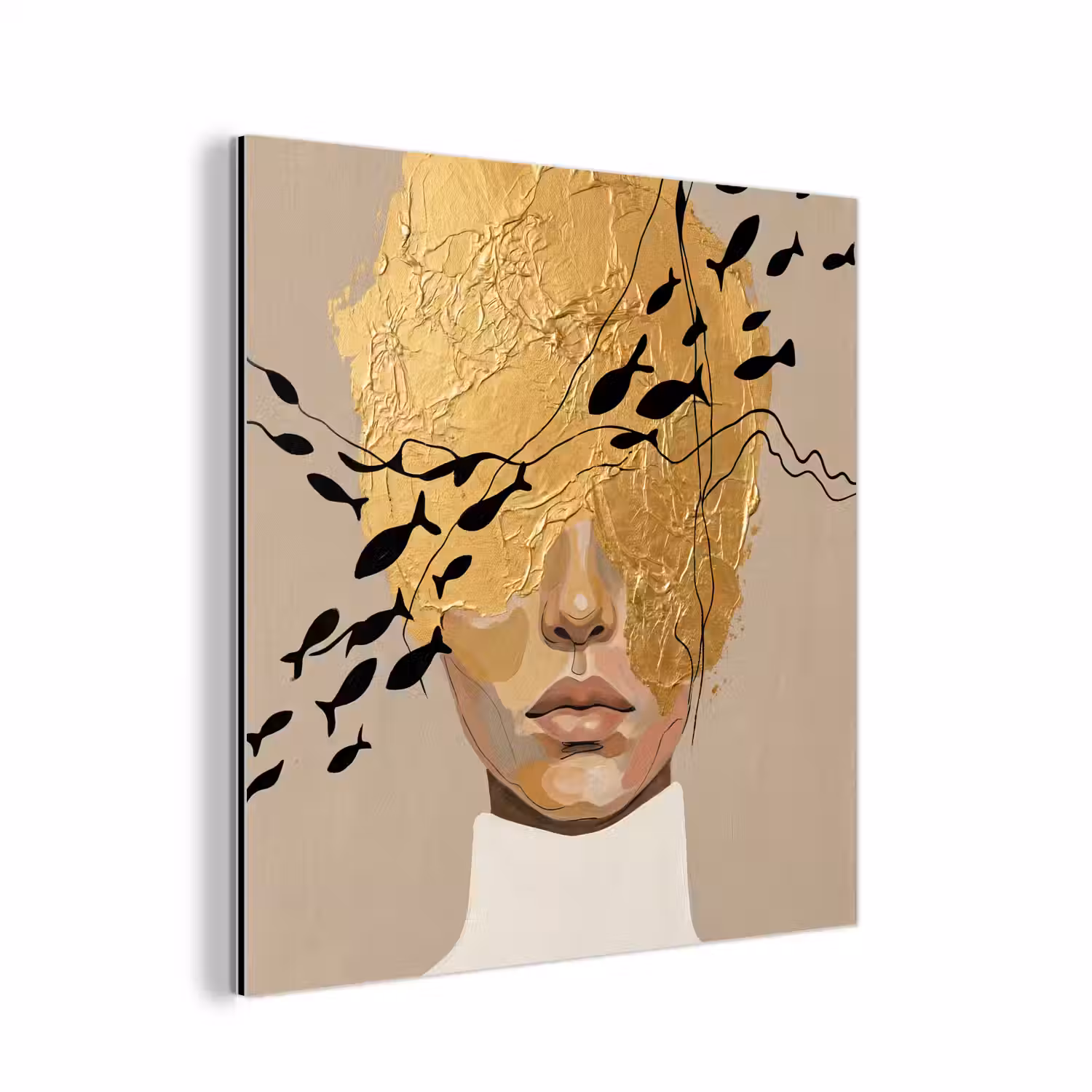 Modern - Vrouw - Goud aluminium wit klein -3d