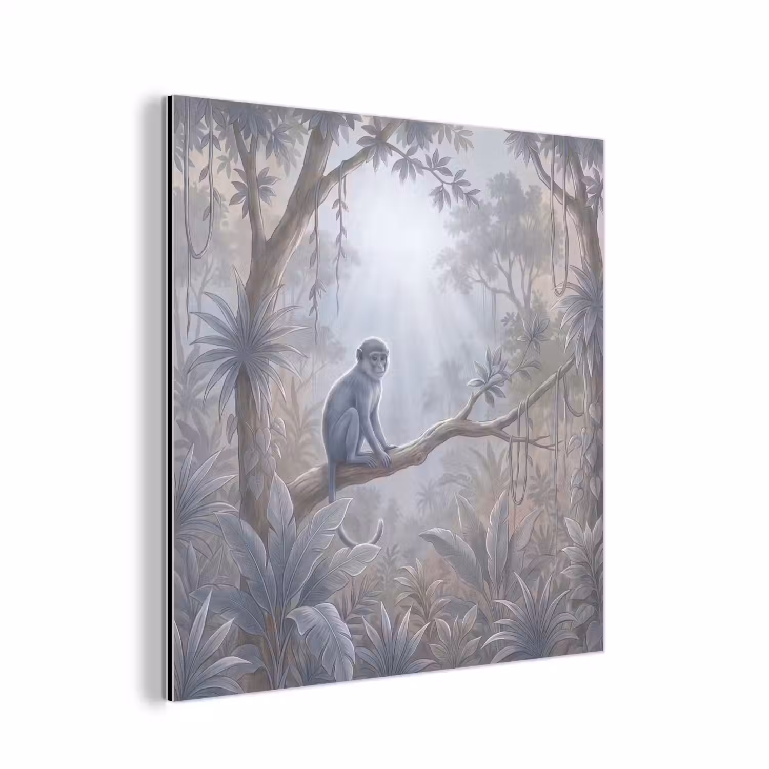 Aap - Boom - Jungle - Natuur - Grijs aluminium wit klein -3d