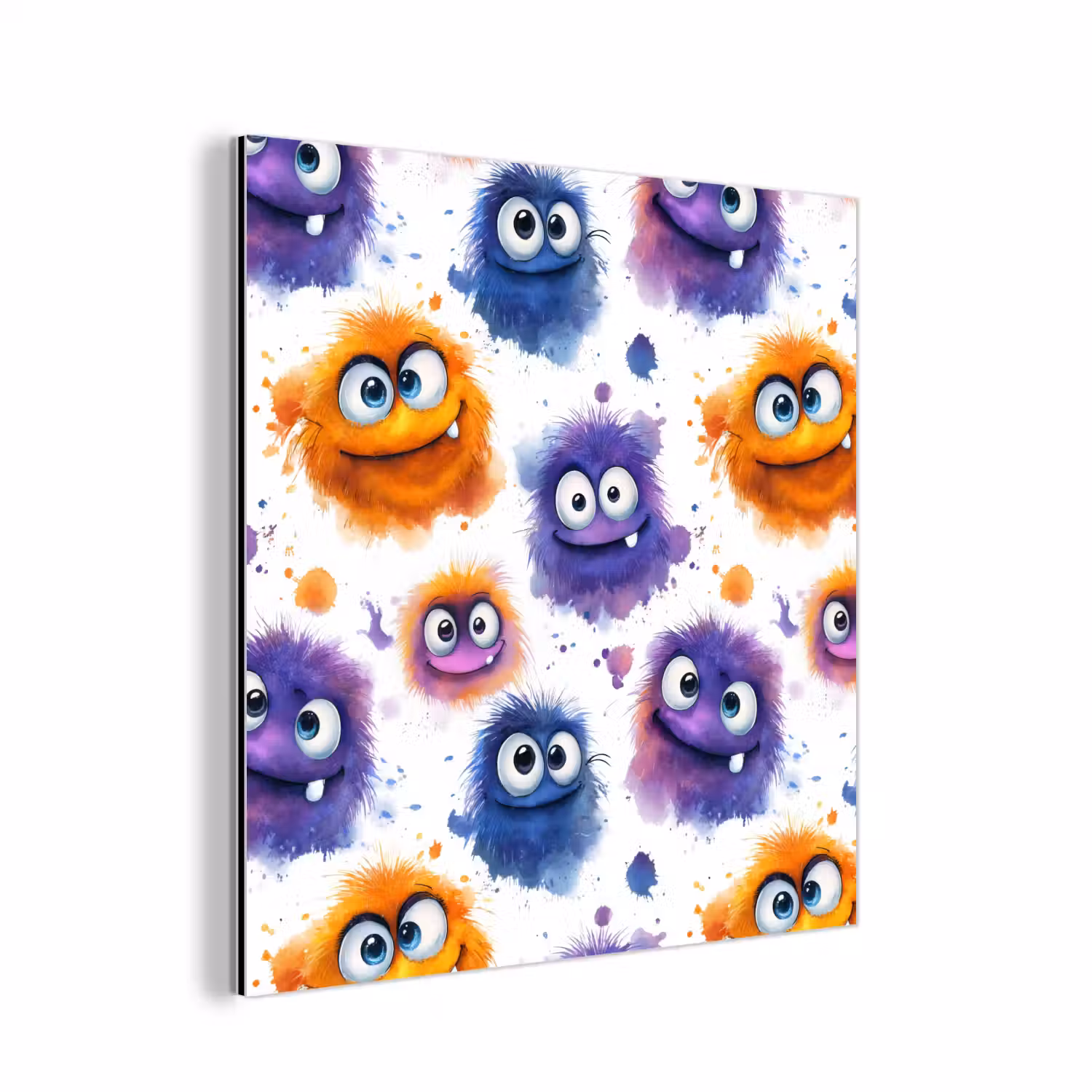 Monstertjes - Aquarel - Kleurrijk aluminium wit klein 46 -3d
