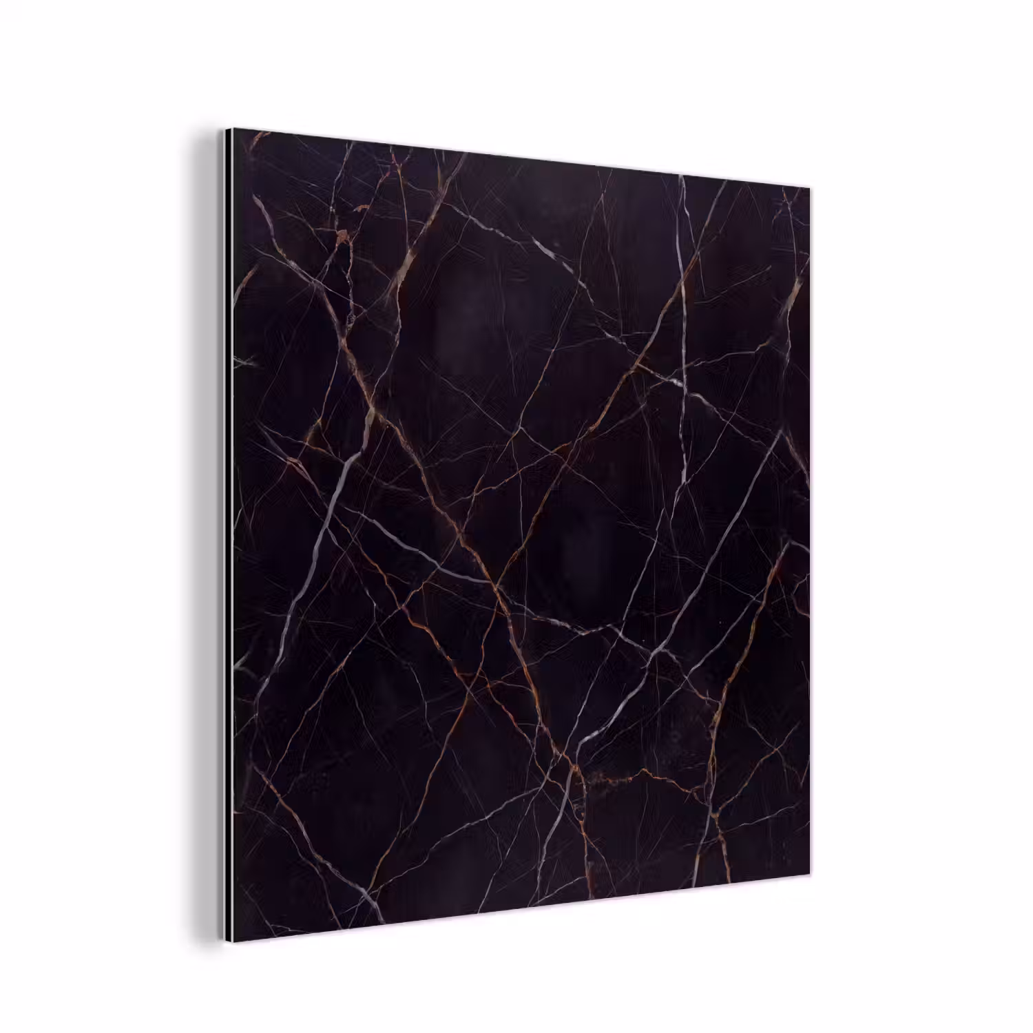 Natuursteen - Marmerpatroon - Abstract - Modern - Zwart - Goud aluminium wit klein -3d