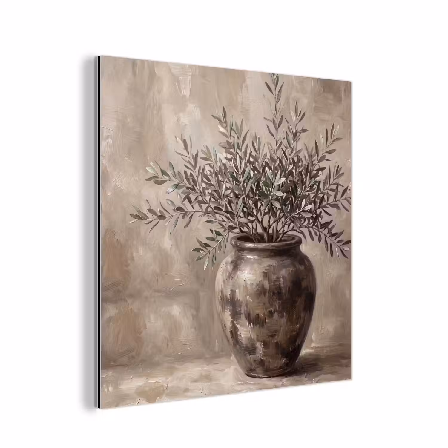 Olijfplant - Aardenpot - Abstract - Beige aluminium wit klein -3d