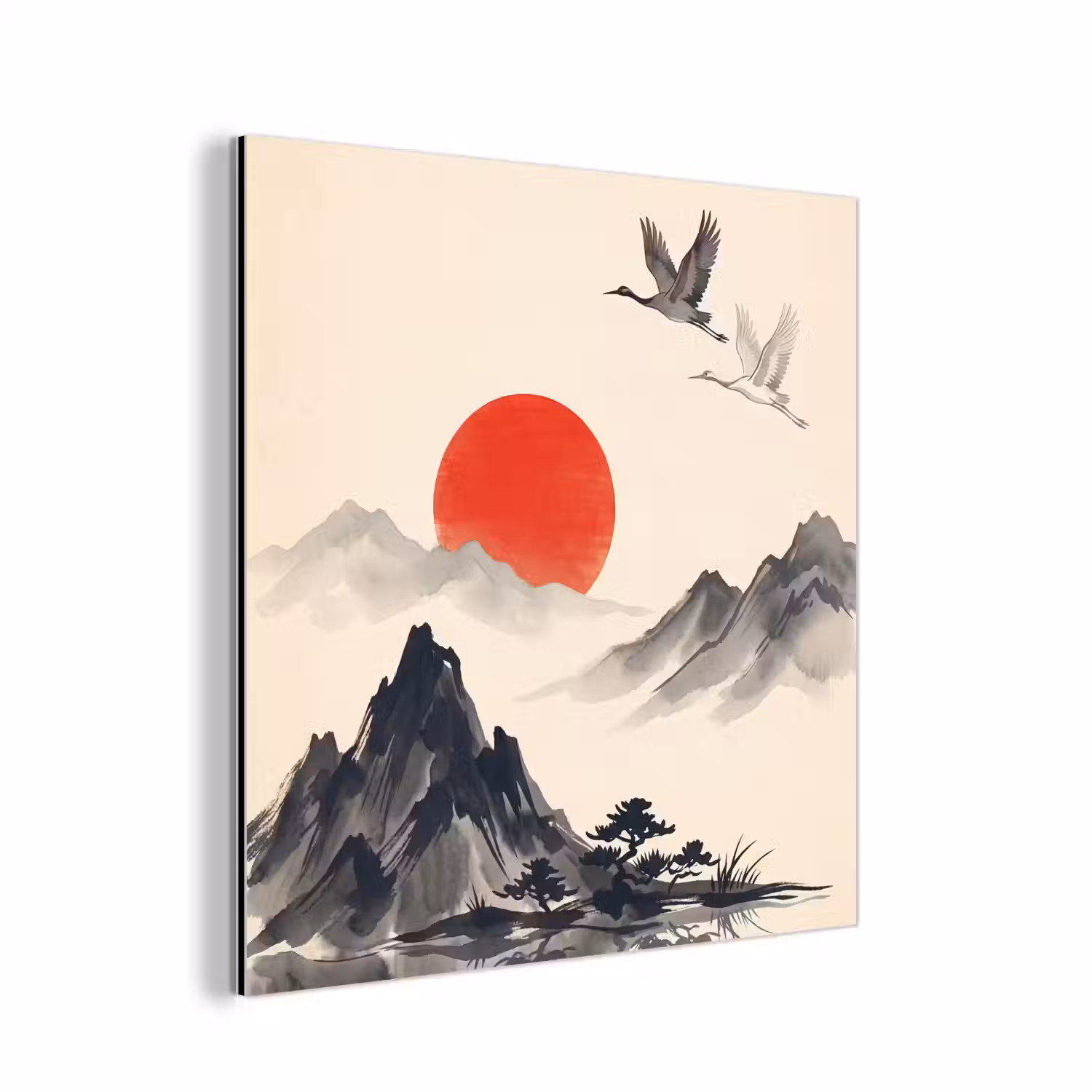 Oosters - Kraanvogels - Landschap aluminium wit klein -3d