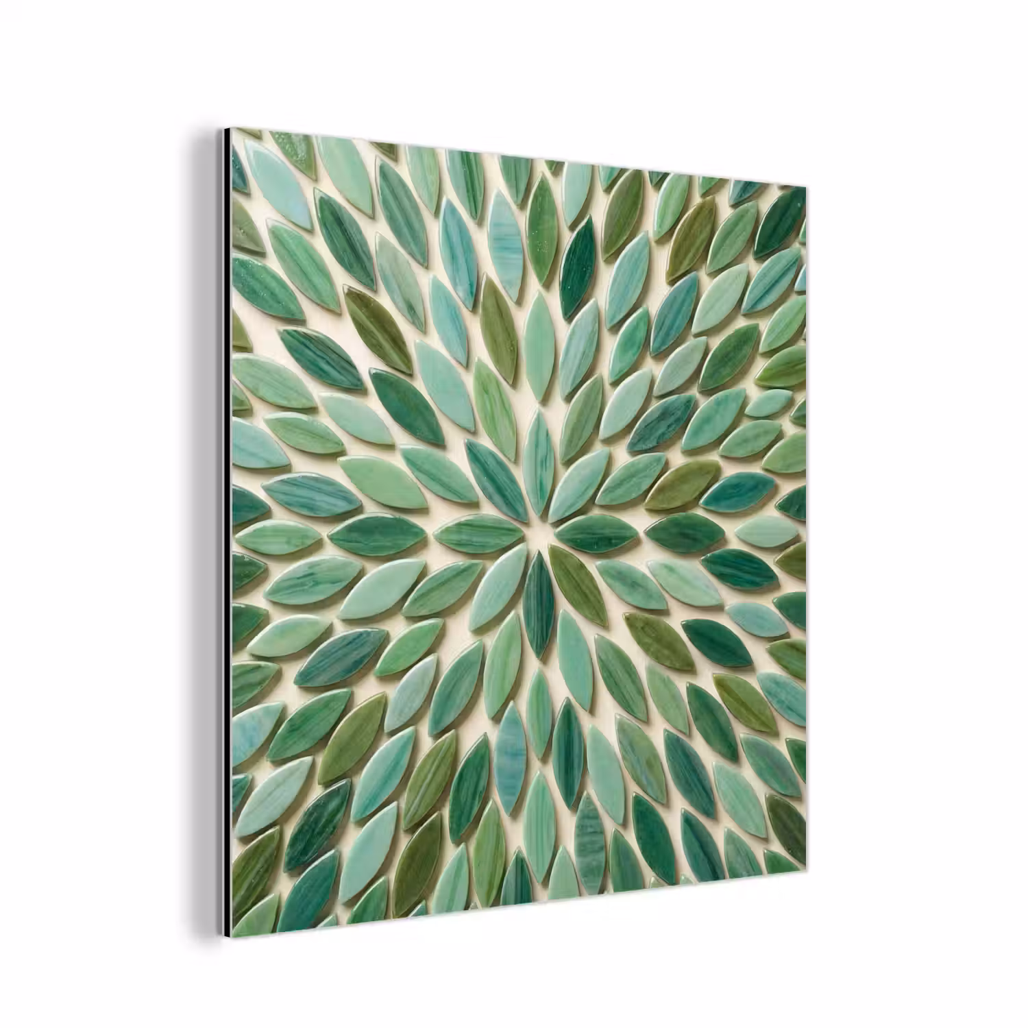 Patroon - Blad - Groen - Abstract aluminium wit klein -3d