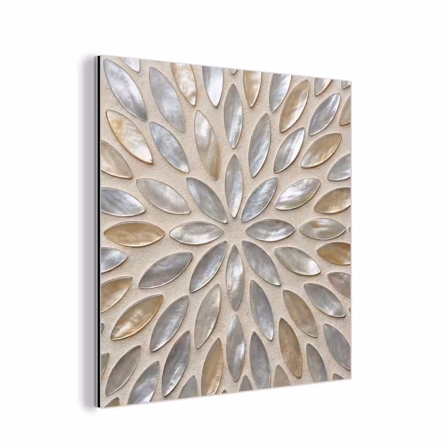 Patroon - Ovaal - Glanzend - Abstract - Beige aluminium wit klein -3d
