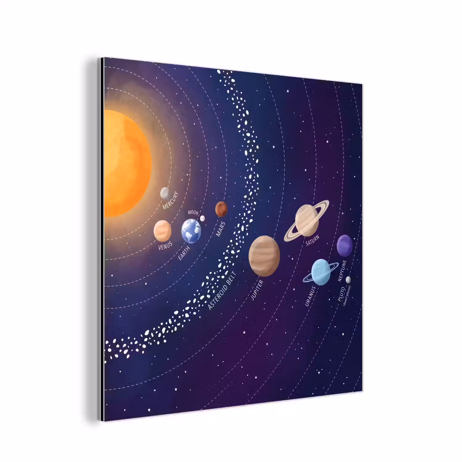 Planetenstelsel - Ruimte - Illustratie aluminium wit klein -3d