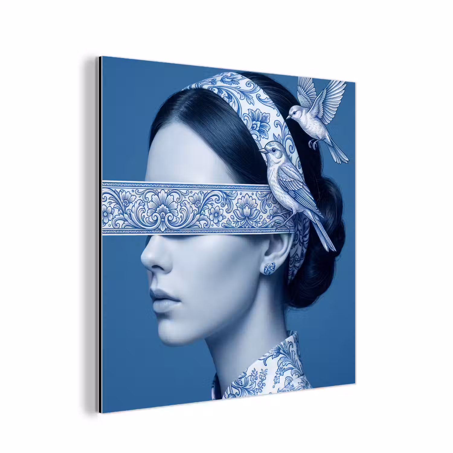 Portret - Klassiek - Wit - Blauw aluminium wit klein -3d