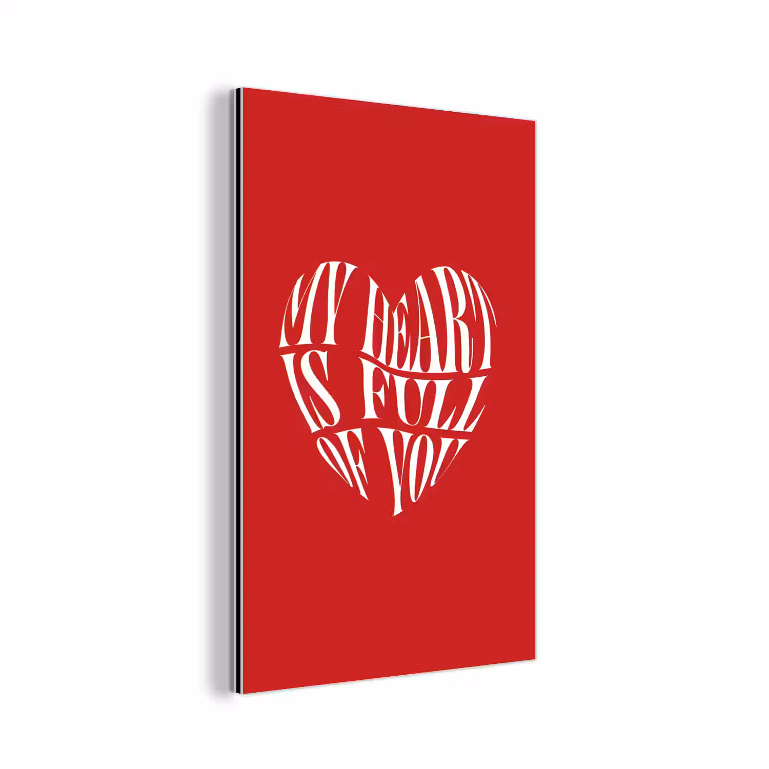 Rood - Hart- Tekst - Valentijn aluminium wit klein -3d