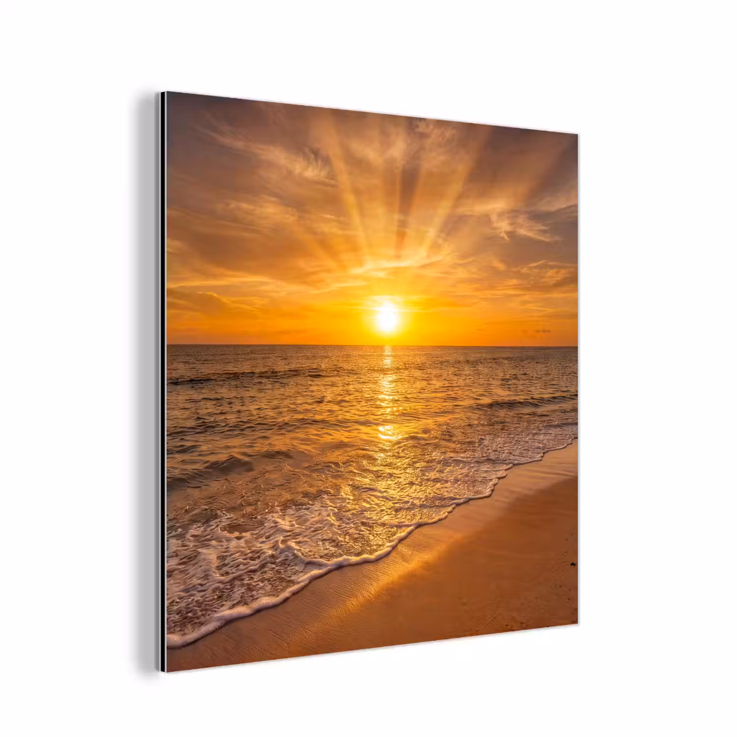 Zee - Zonsondergang - Golven - Kust - Oranje aluminium wit klein -3d