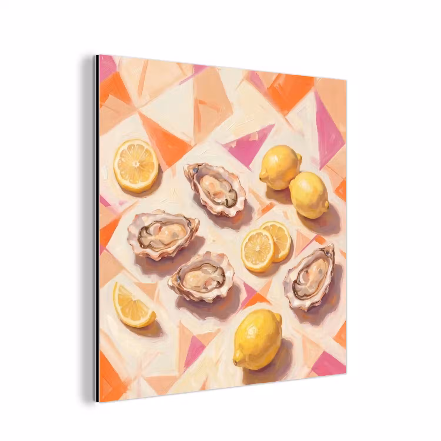 Stilleven - Citroenen - Oesters - Abstract - Oranje aluminium wit klein -3d