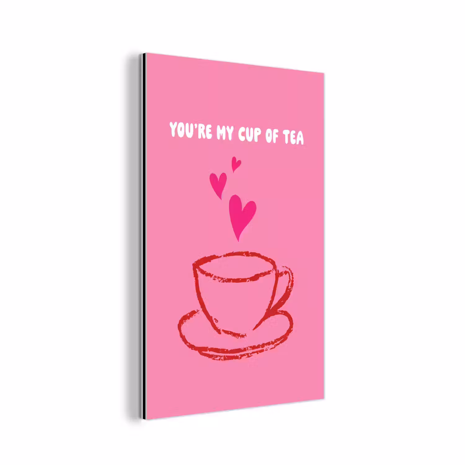 Thee - Roze - Valentijn - Tekst aluminium wit klein -3d