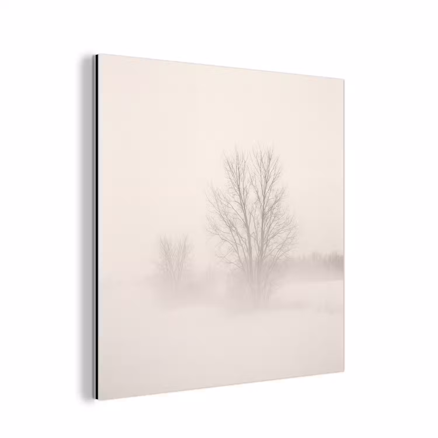 Boom - Mist - Sneeuw - Winter - Minimalistisch aluminium wit klein -3d