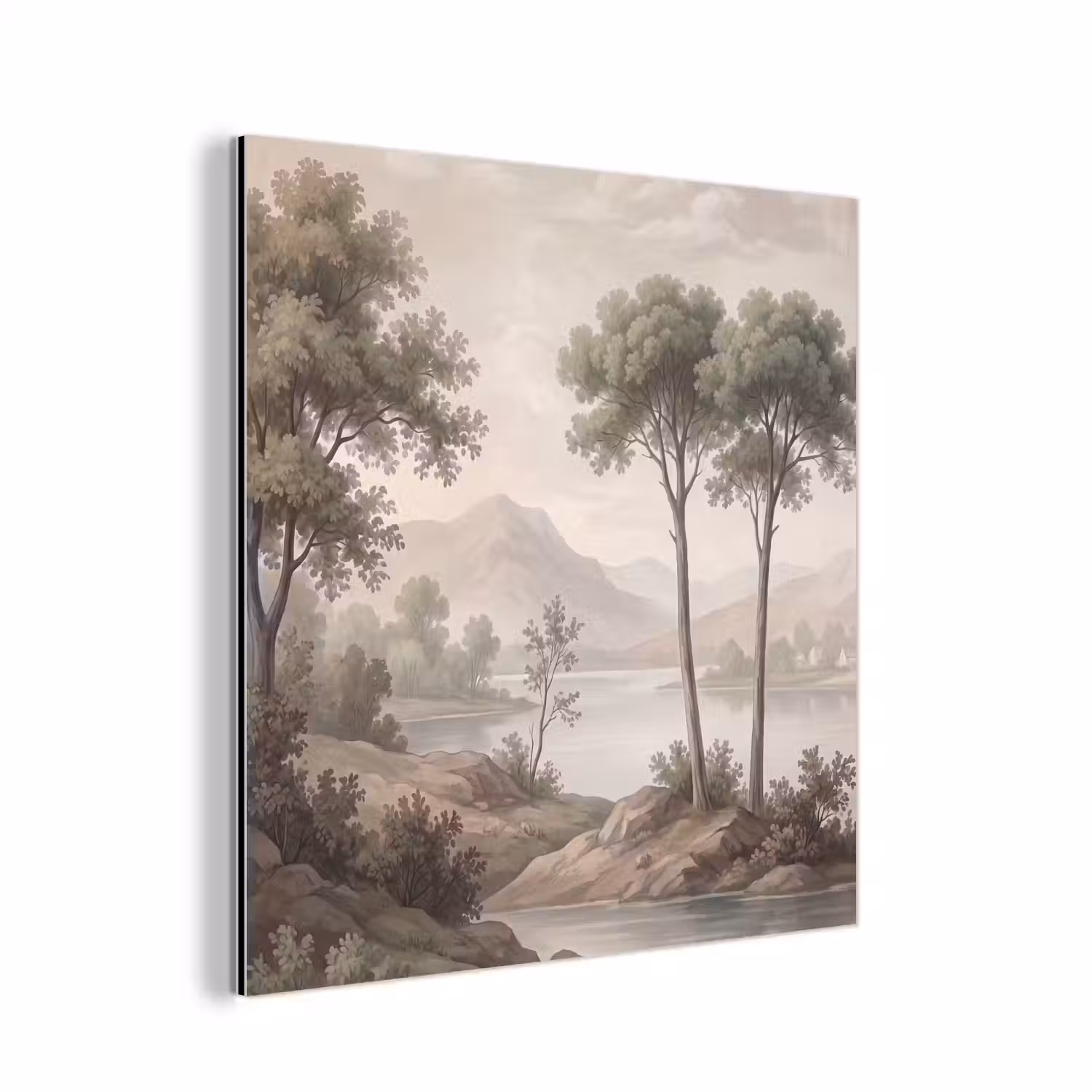 Bomen - Meer - Bergen - Illustratie aluminium wit klein -3d