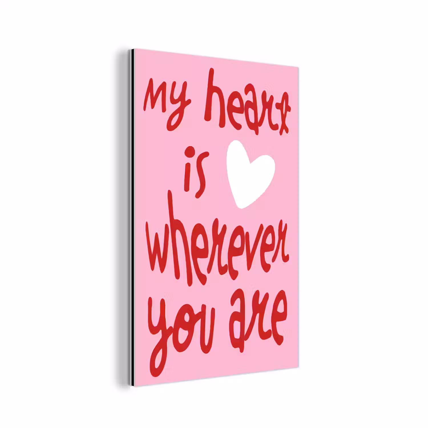 Valentijn - Hart - Liefde - Roze aluminium wit klein -3d