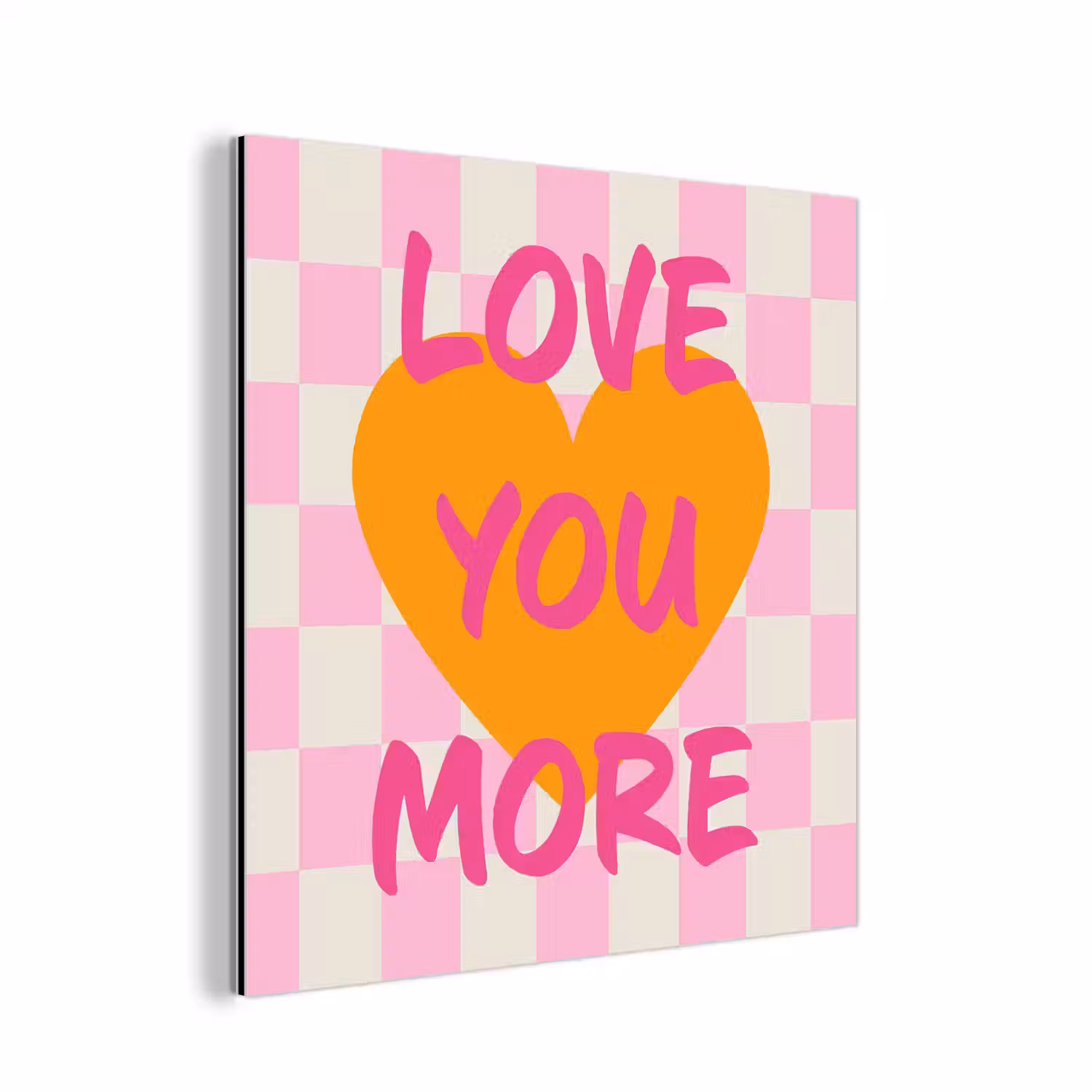 Valentijn - Love - Roze - Oranje aluminium wit klein -3d
