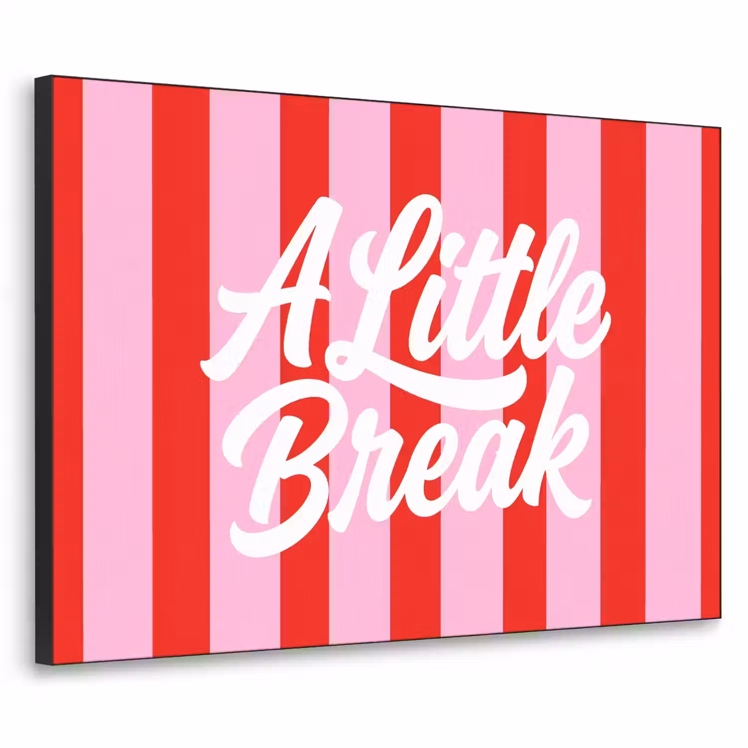 A Little Break - Strepen - Rood - Roze Textielframe zwart klein -3d