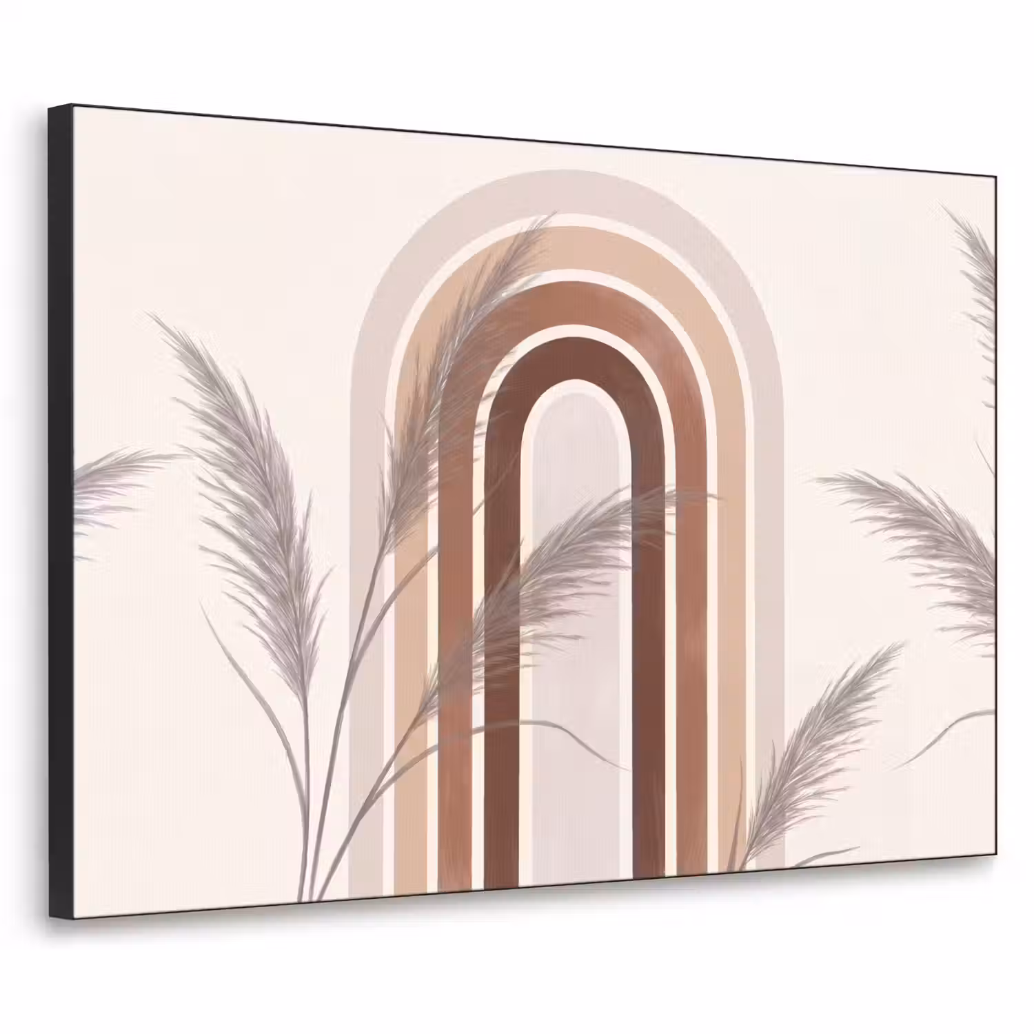 Abstract - Bogen - Plant - Boho - Beige Textielframe zwart klein -3d
