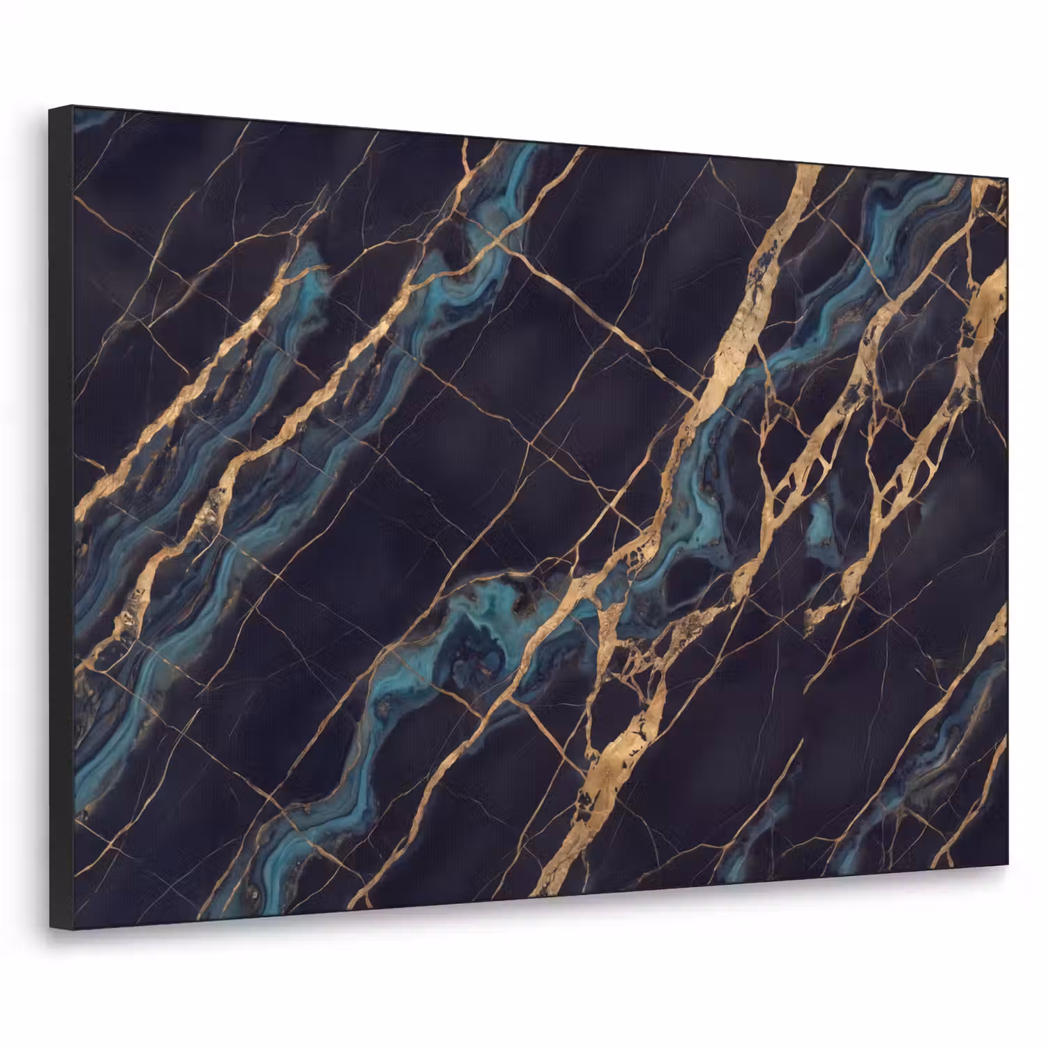 Abstract - Gouden lijnen - Kunst - Modern - Zwart Textielframe zwart klein -3d