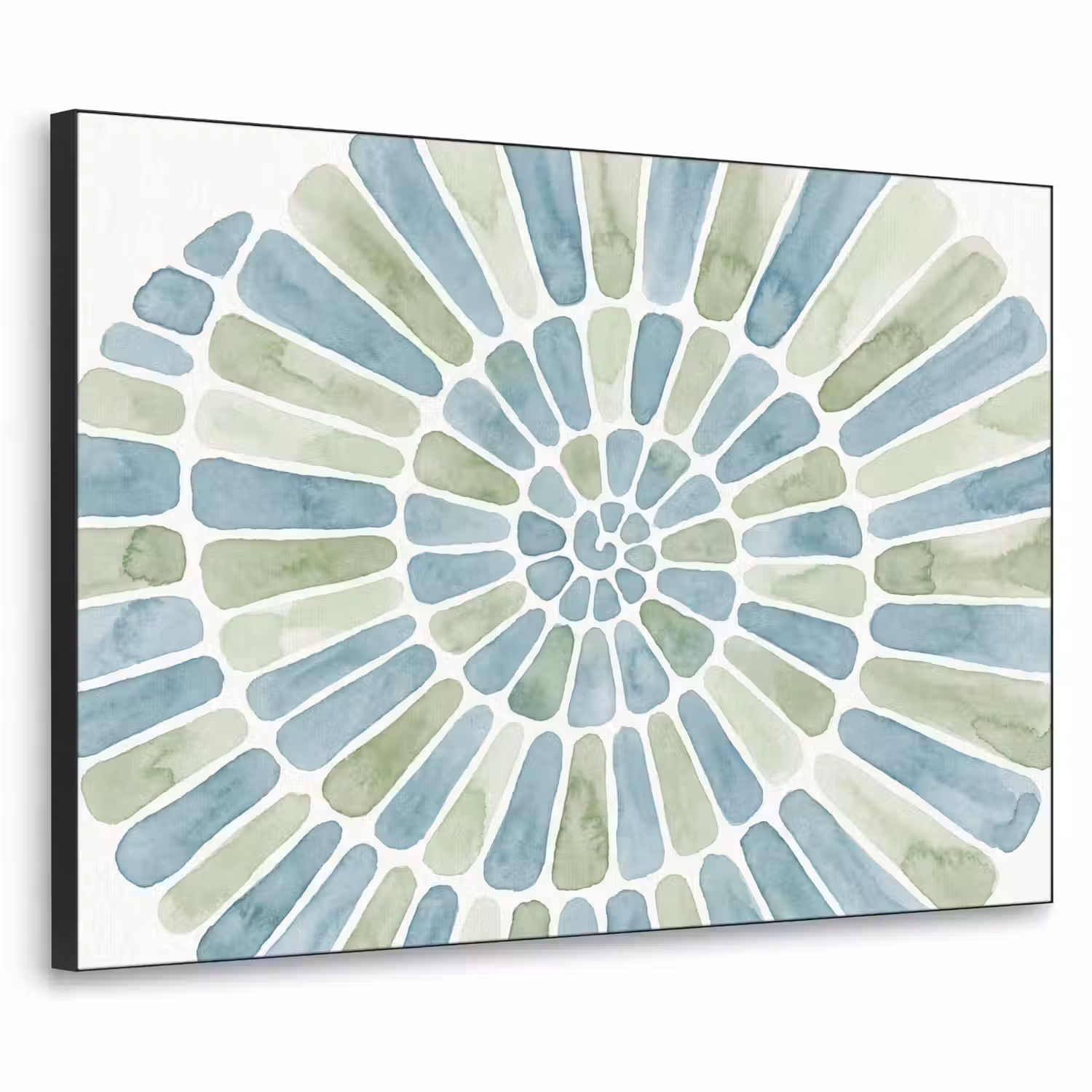 Abstract - Spiraal - Patroon - Modern - Blauw-Groen Textielframe zwart klein -3d