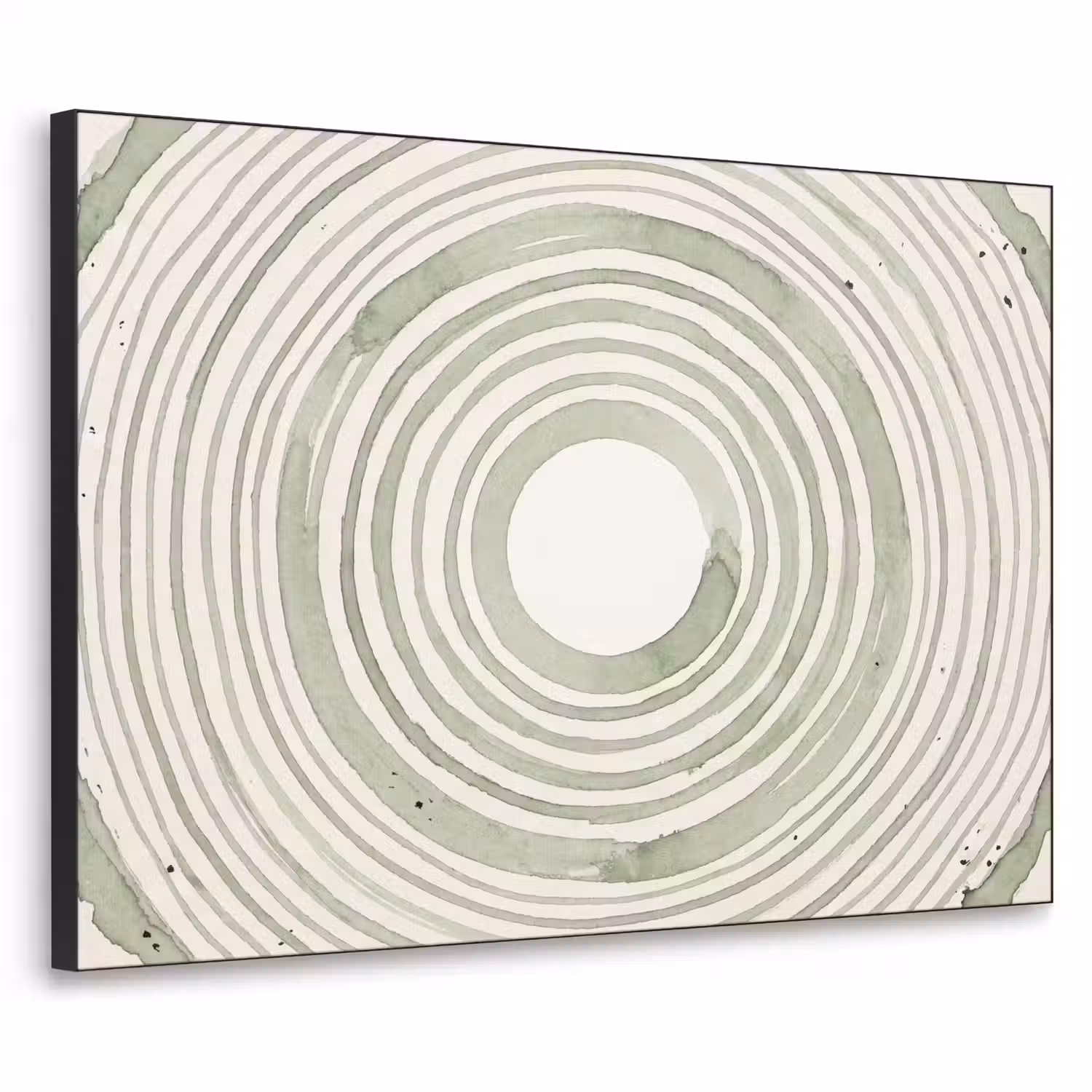 Abstractie - Cirkels - Waterverf - Groen - Modern Textielframe zwart klein -3d