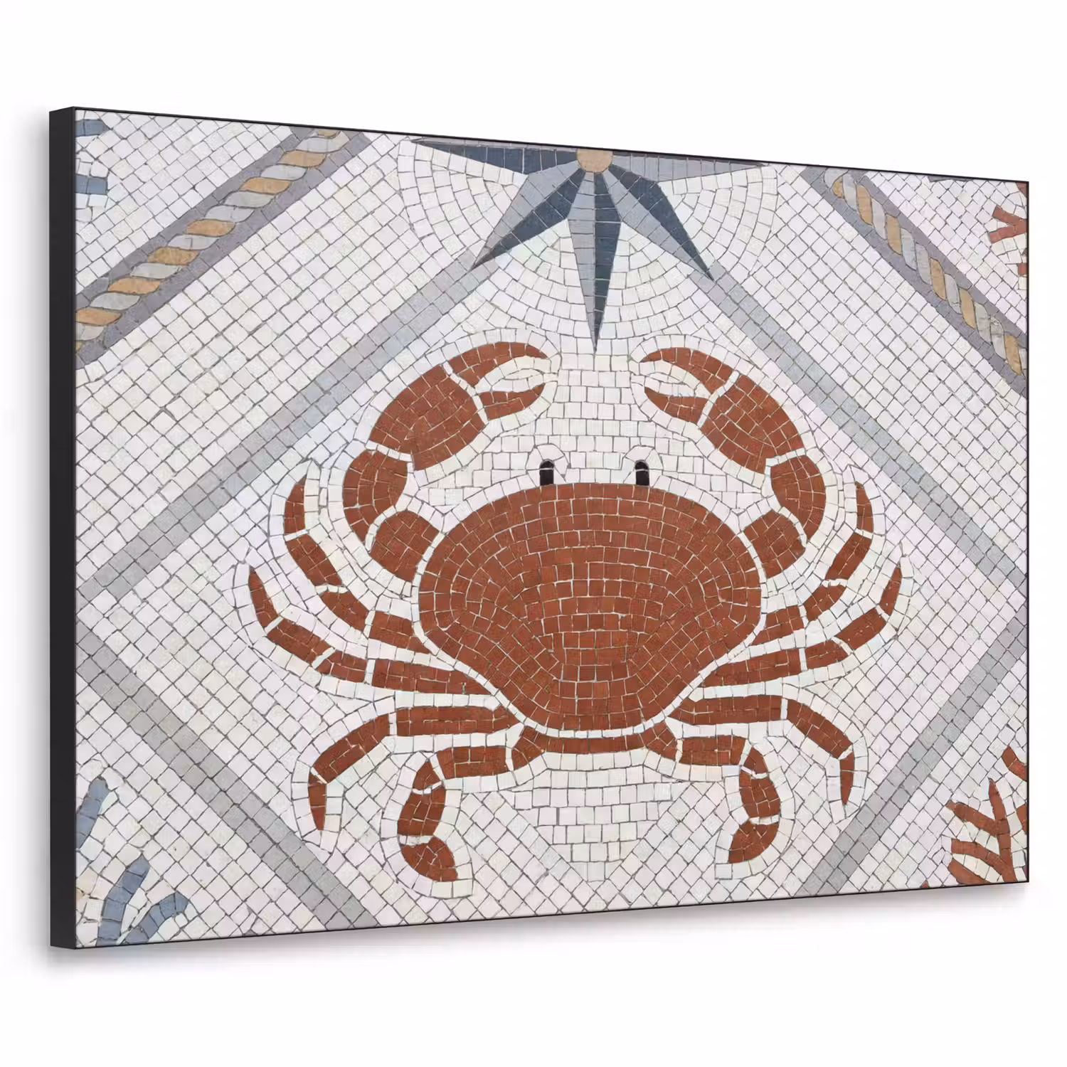 Dier - Mozaïek - Zee - Klassiek - Bruin Textielframe zwart klein -3d