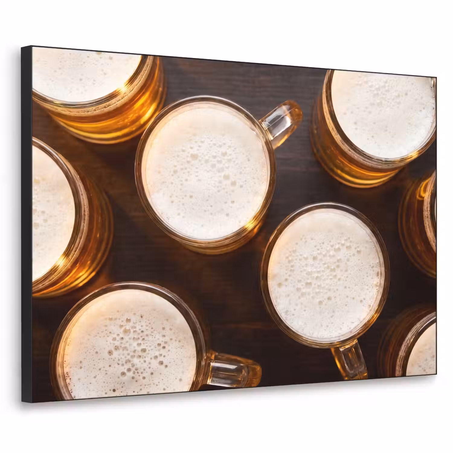 Bier - Glazen - Schuim - Hout - Drank Textielframe zwart klein -3d
