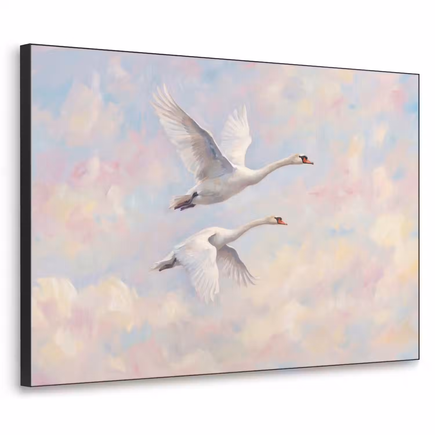 Vogel - Vliegend - Lucht - Modern - Pastel Textielframe zwart klein -3d