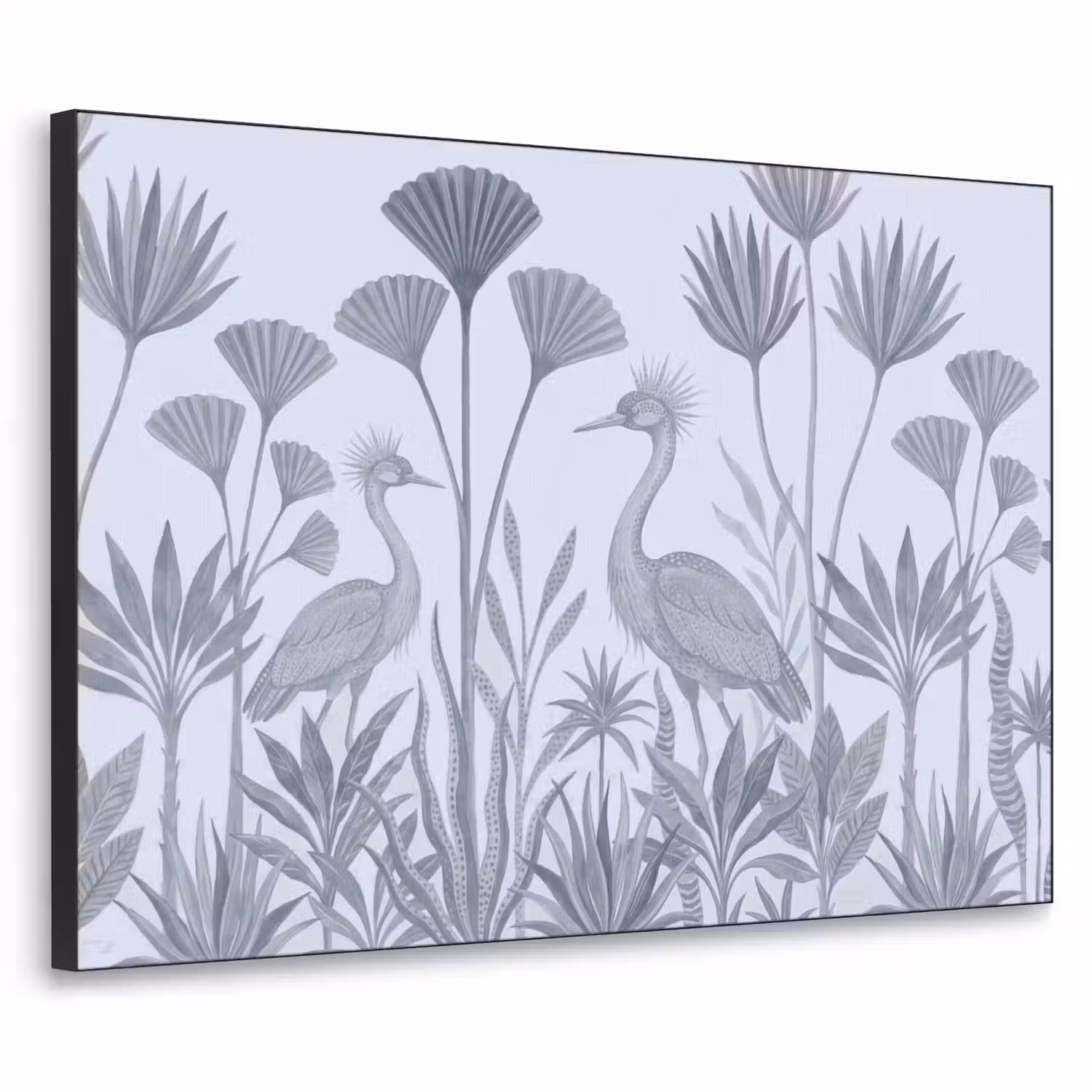 Vogel - Tropisch - Illustratie - Blauwgrijs - Natuur Textielframe zwart klein -3d