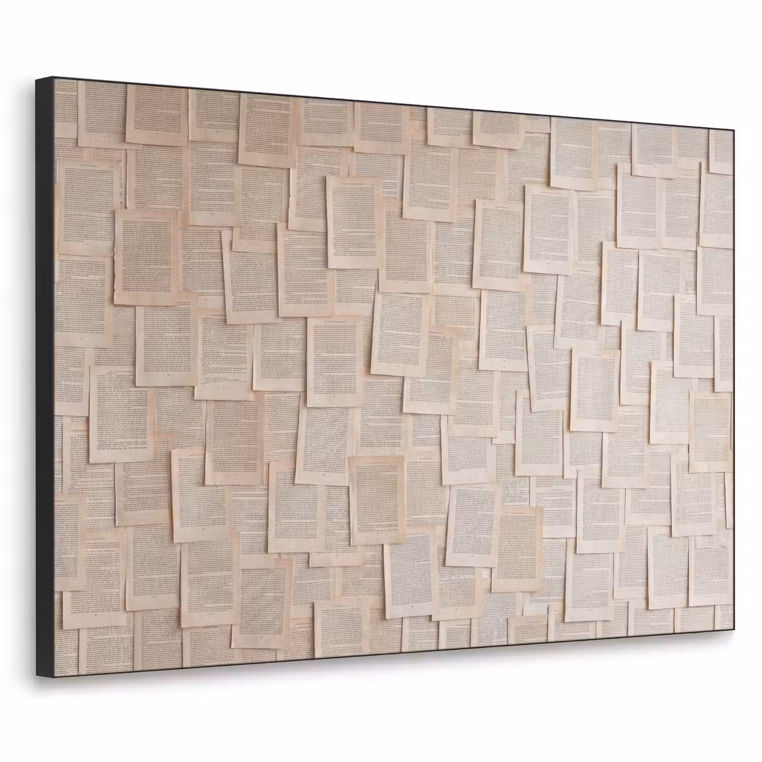 Boekpagina - Collage - Literatuur - Vintage - Beige Textielframe zwart klein -3d