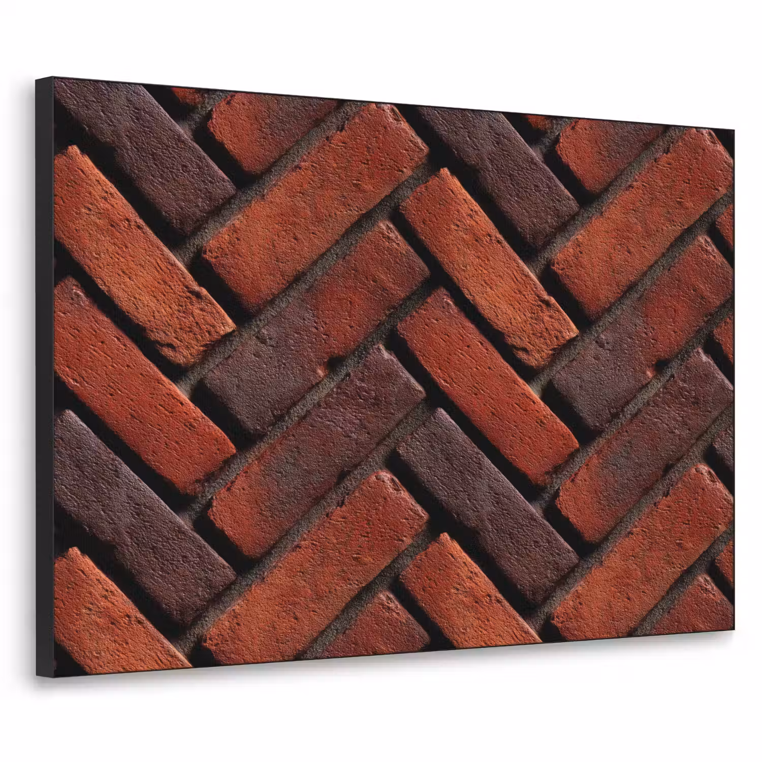 Bakstenen - Visgraat - Structuur - Roodbruin Textielframe zwart klein 947 -3d