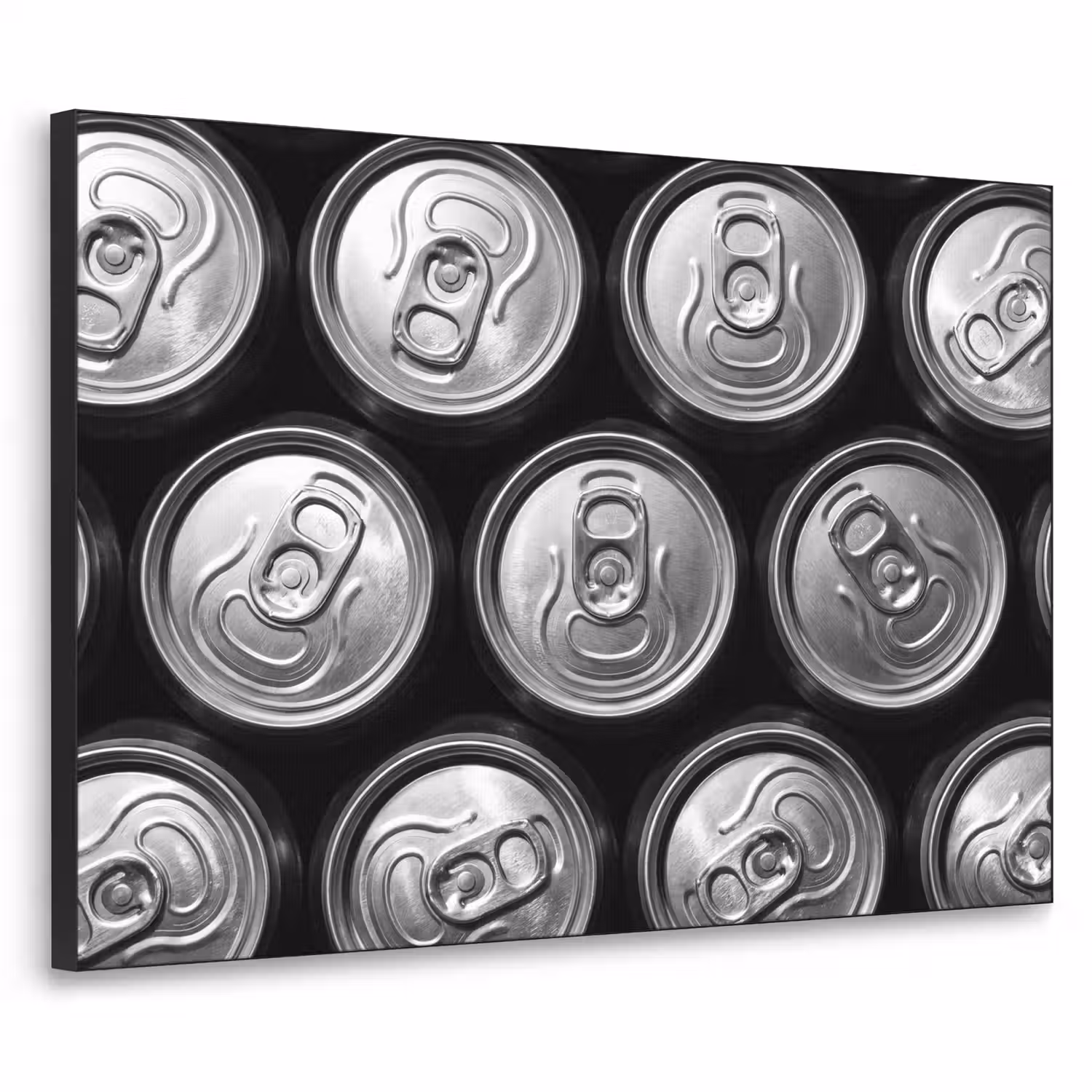 Blikjes - Aluminium - Patroon - Industrieel - Zilver Textielframe zwart klein -3d