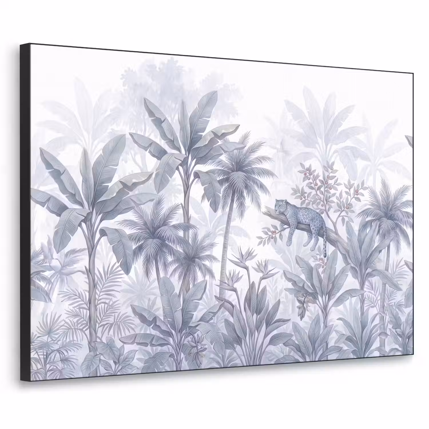 Kat - Tropisch bos - Modern - Grijs Textielframe zwart klein -3d