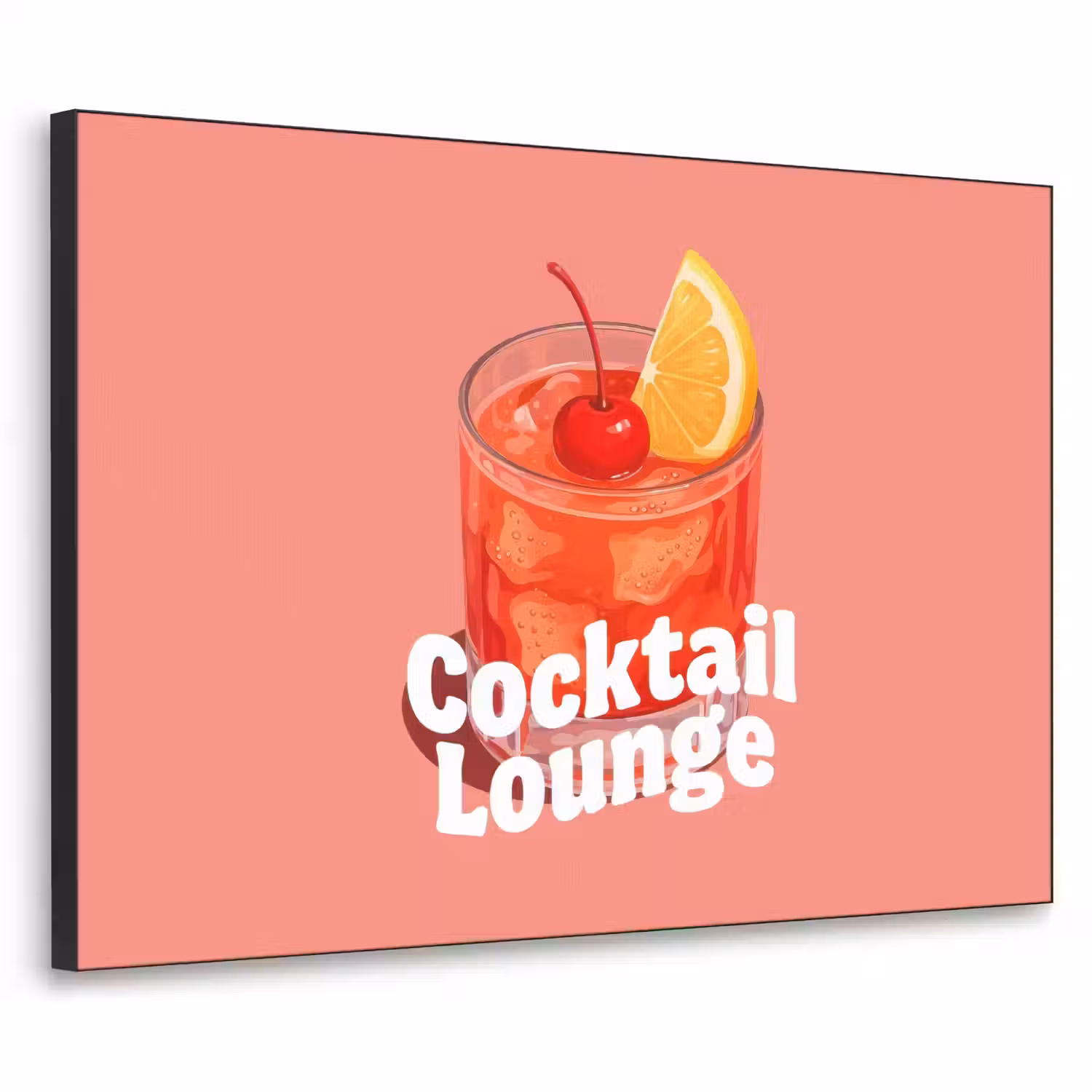 Cocktail Lounge - Glas - Koraal Textielframe zwart klein -3d