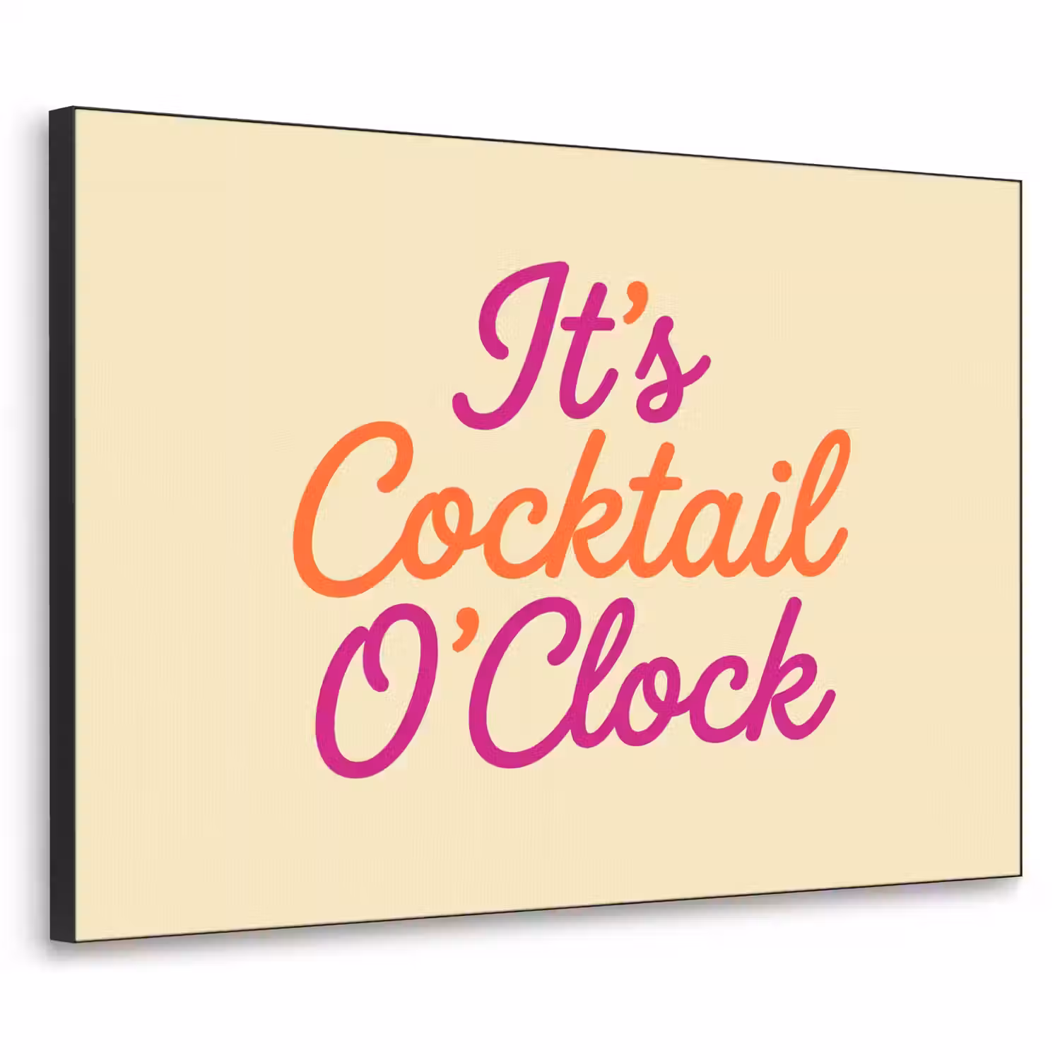 Cocktail O'Clock - Geel - Retro Textielframe zwart klein -3d